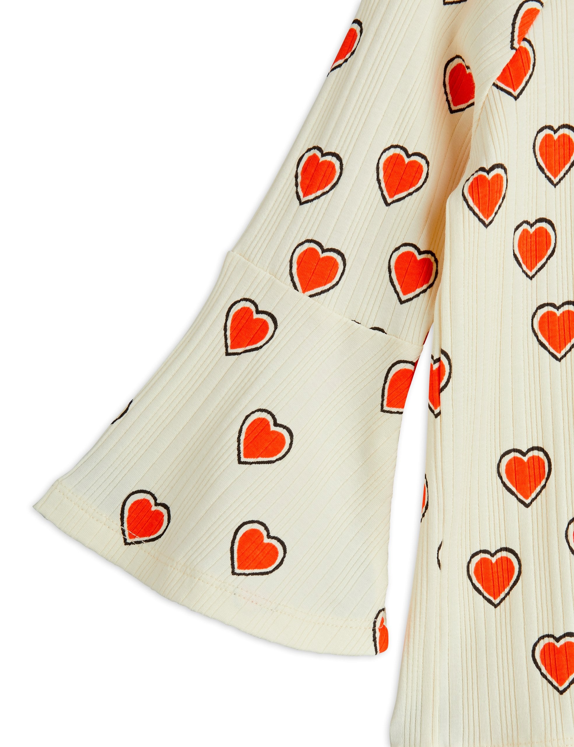 mini rodini outlined hearts aop trumpet sleeve top - offwhite