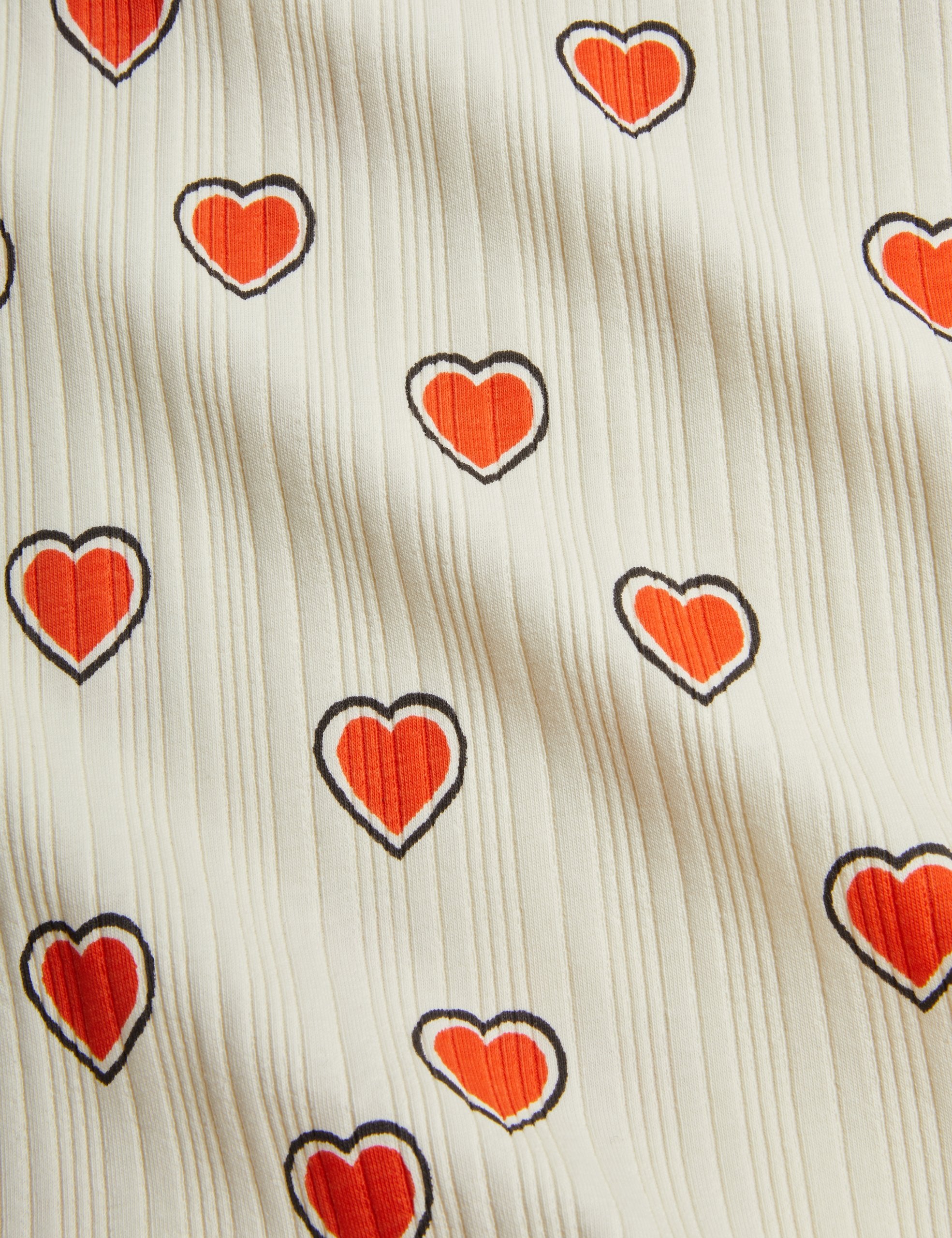 mini rodini outlined hearts aop trumpet sleeve top - offwhite