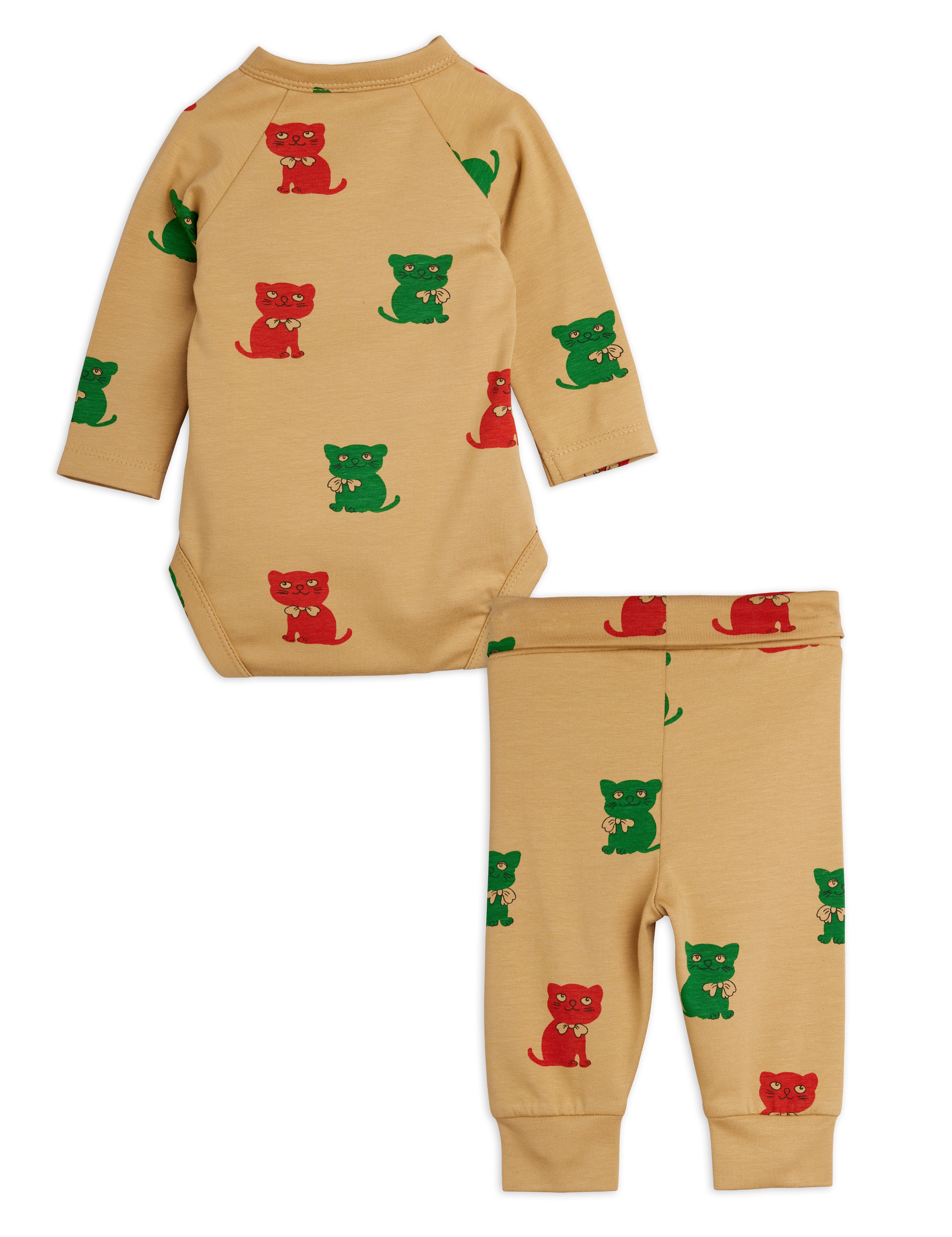 mini rodini kittens aop newborn baby set - beige (pre order)