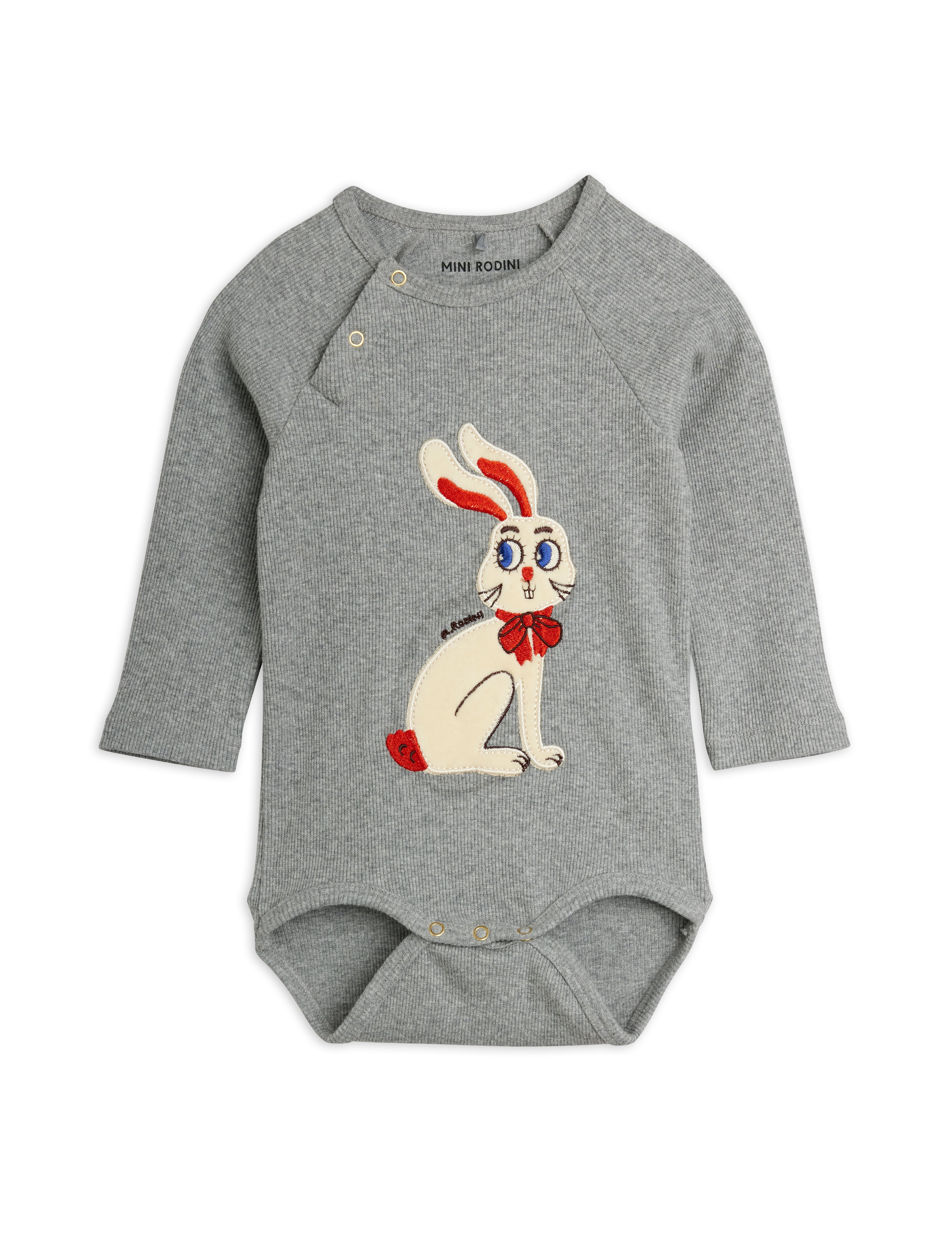 mini rodini rabbit application ls body - grey melange