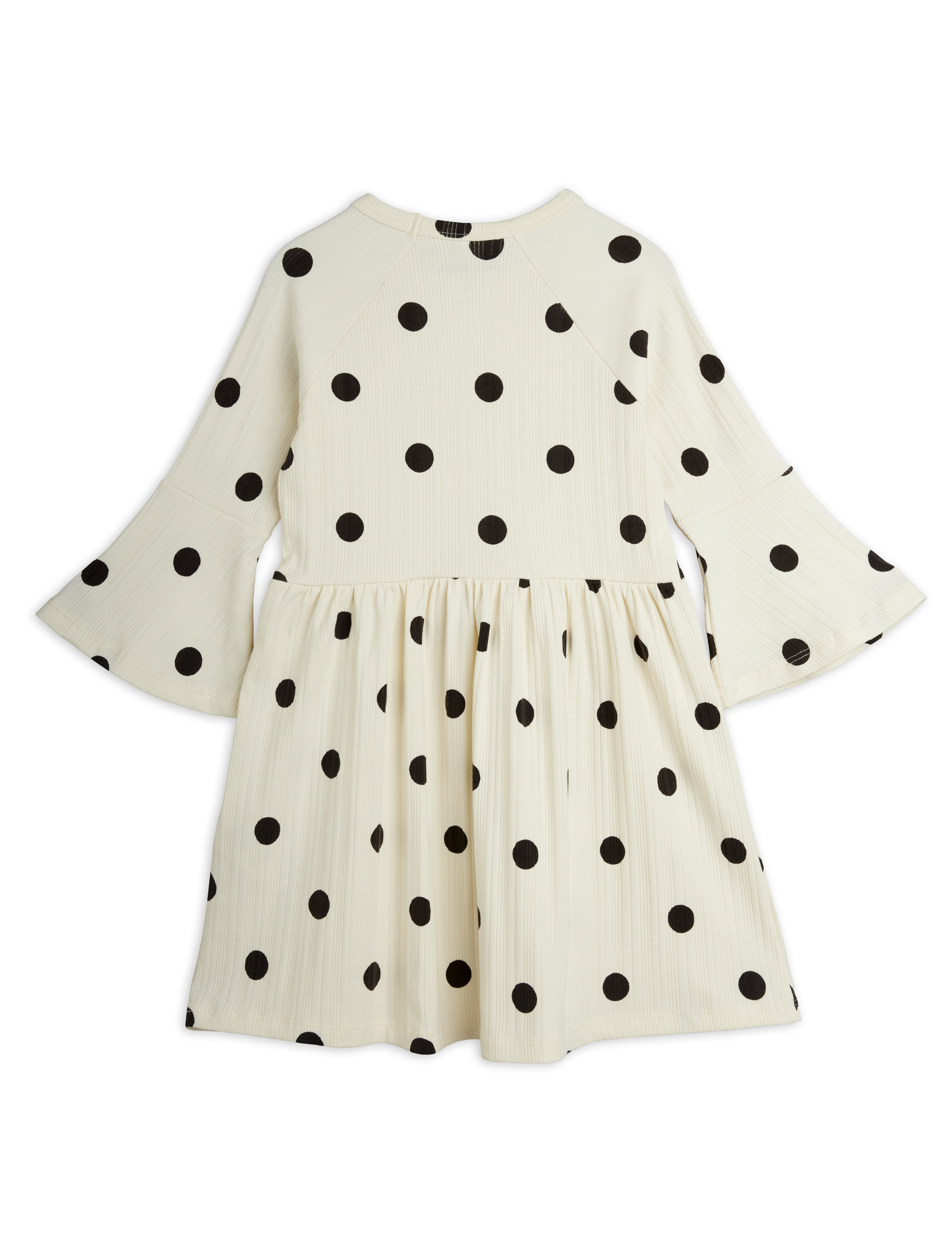 mini rodini dots aop dog trumpet sleeve dress - offwhite