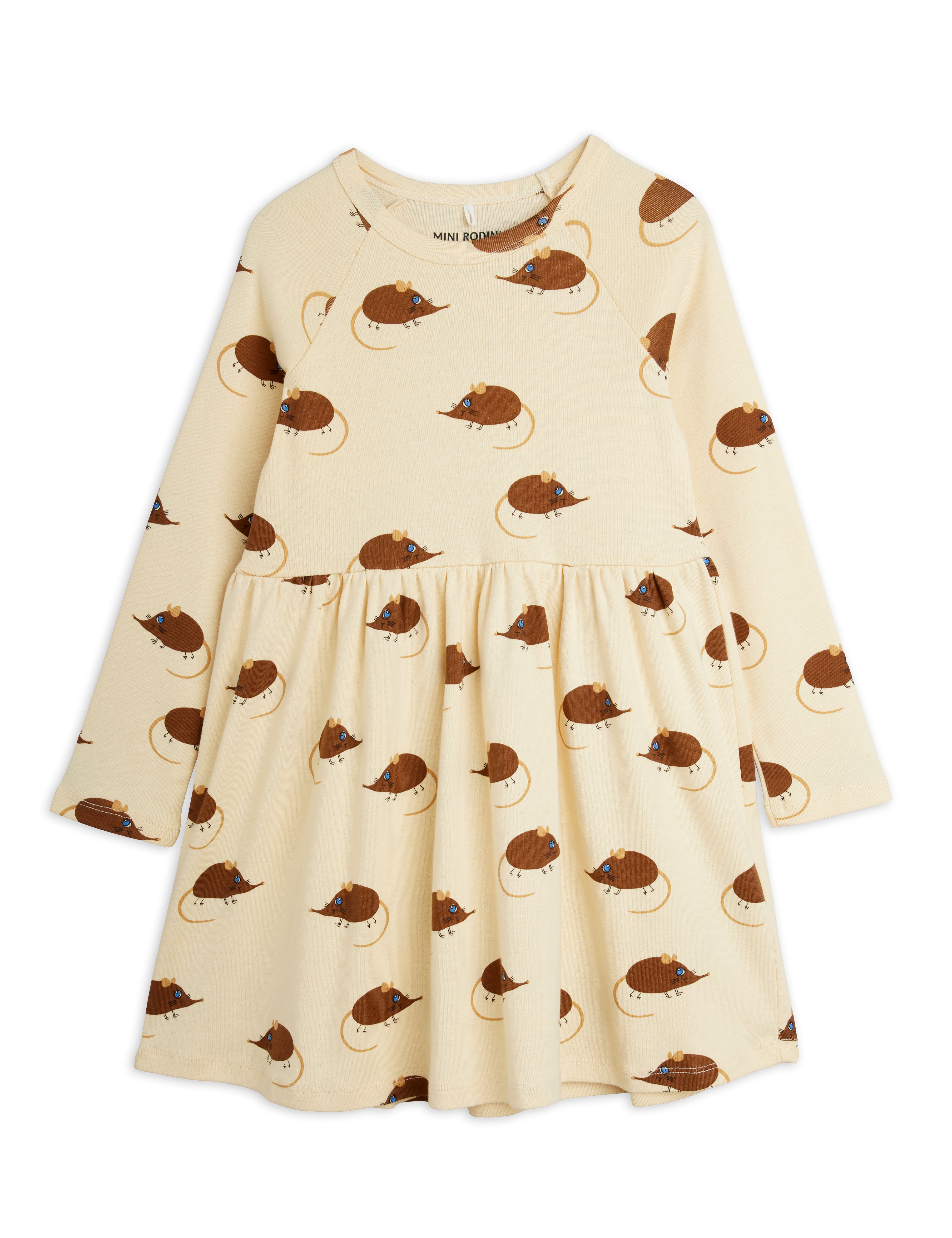 mini rodini elephant shrew aop ls dress - beige
