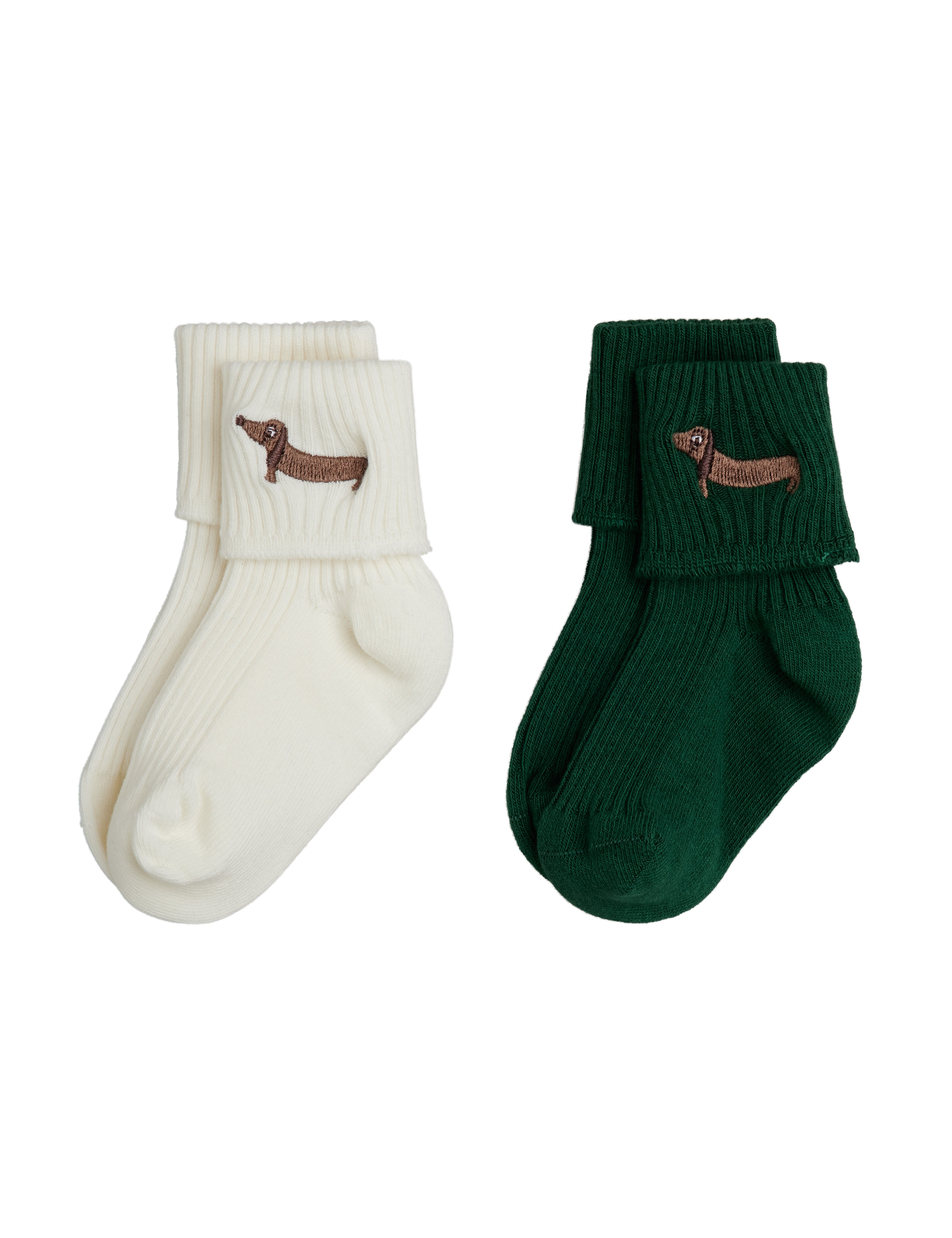 mini rodini dog emb 2 pack ribbed baby socks