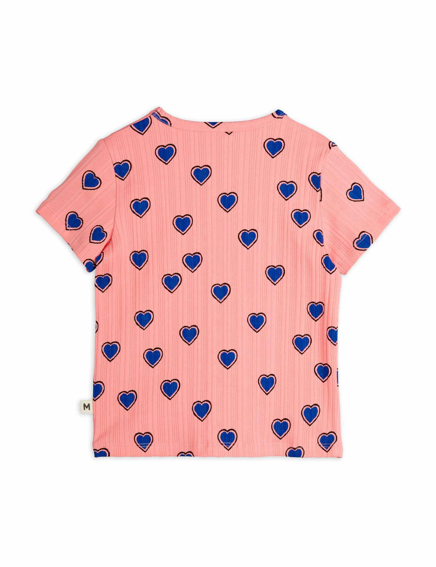 mini rodini outlined hearts aop ss tee - pink