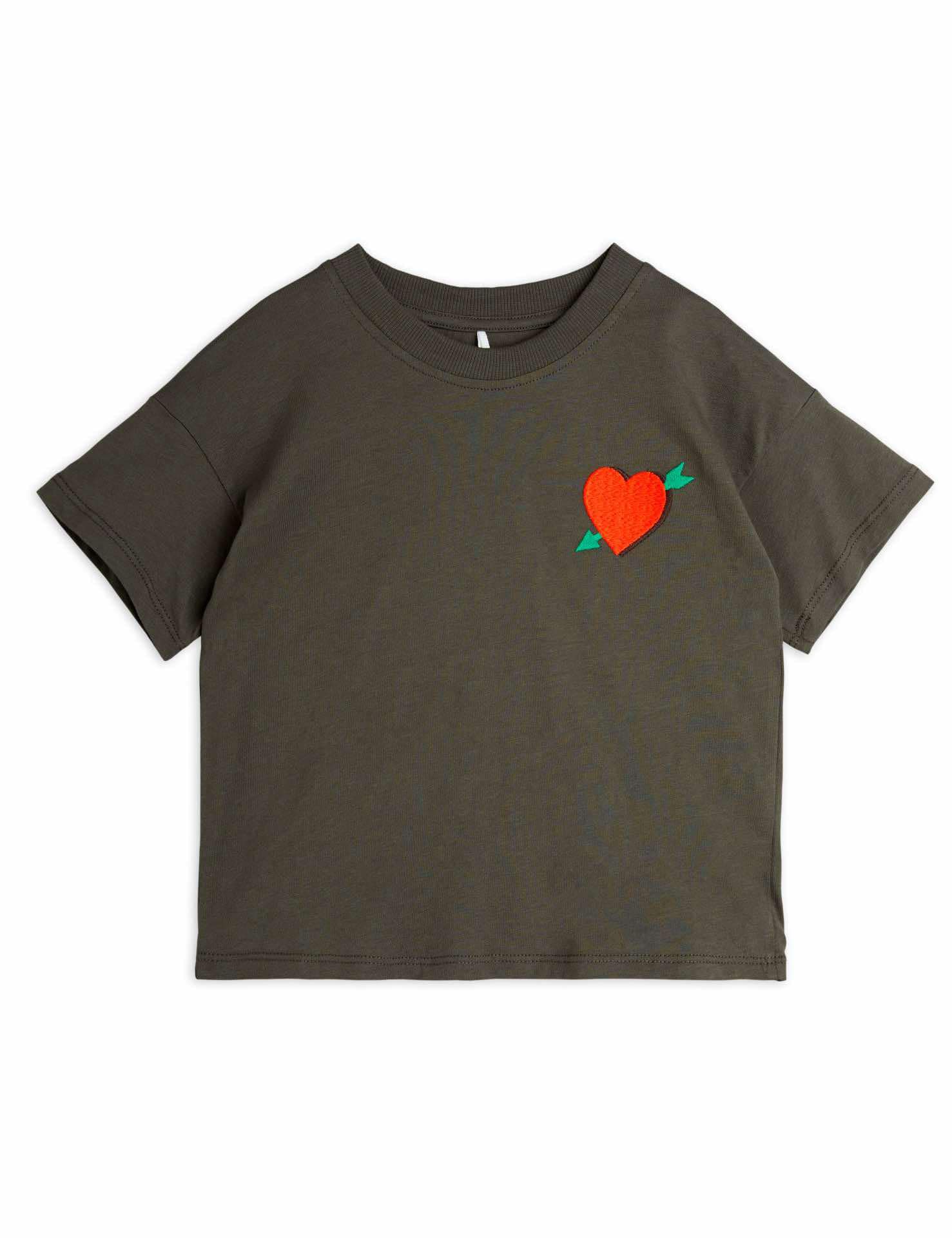 mini rodini arrowed heart emb ss tee - black