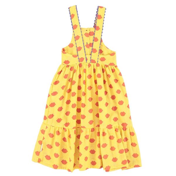 piupiuchick layered dress - yellow with red lips