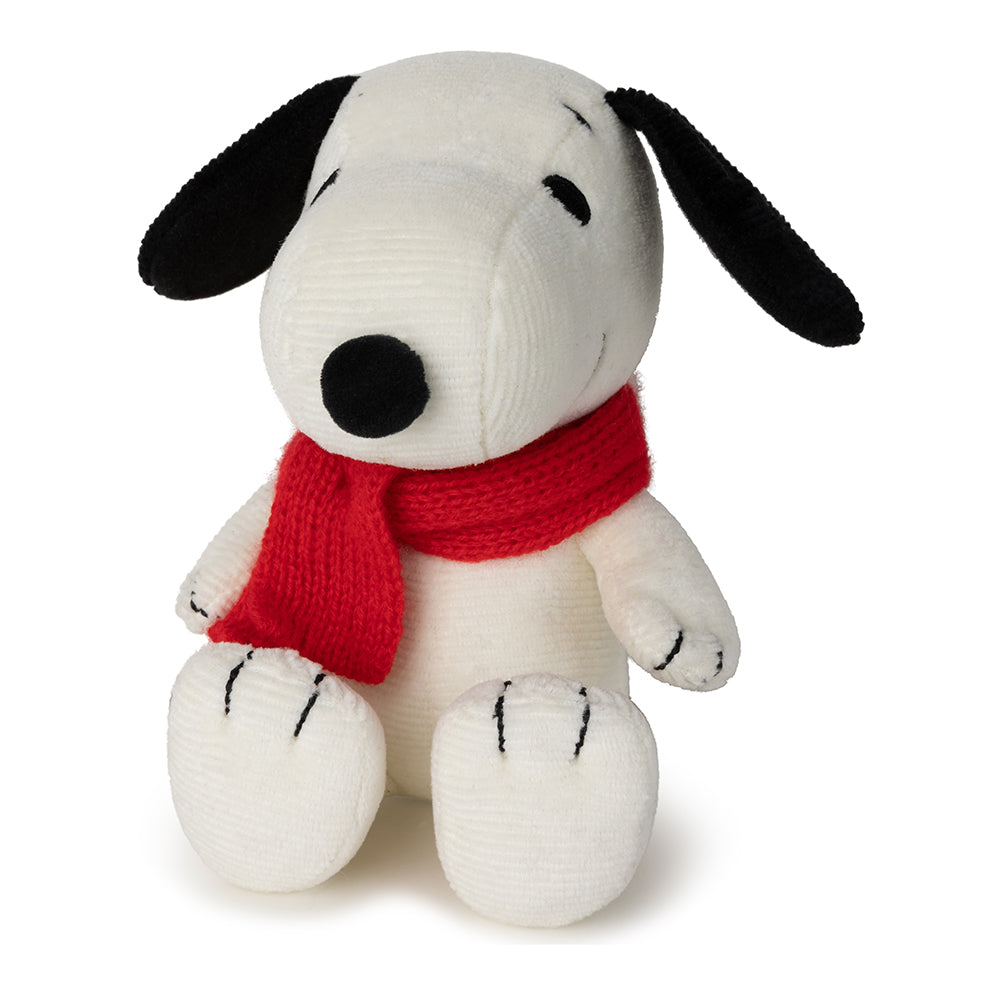 snoopy sitting with scarf - corduroy cream