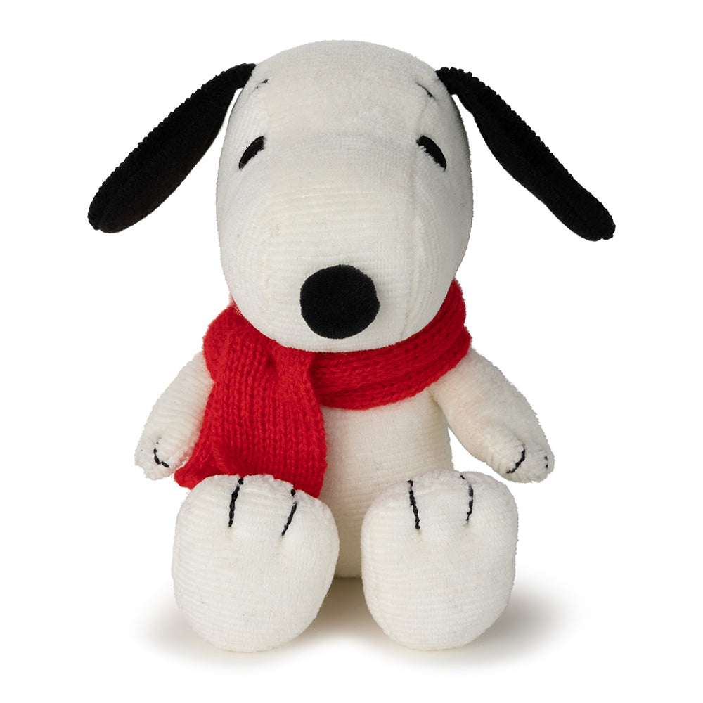 snoopy sitting with scarf - corduroy cream