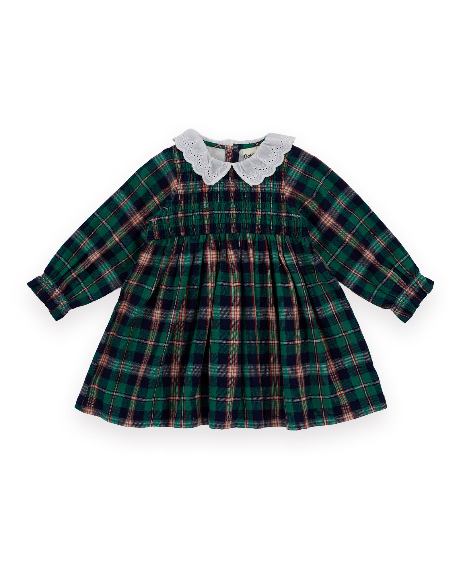 goldie + ace daphne smocked dress - green check
