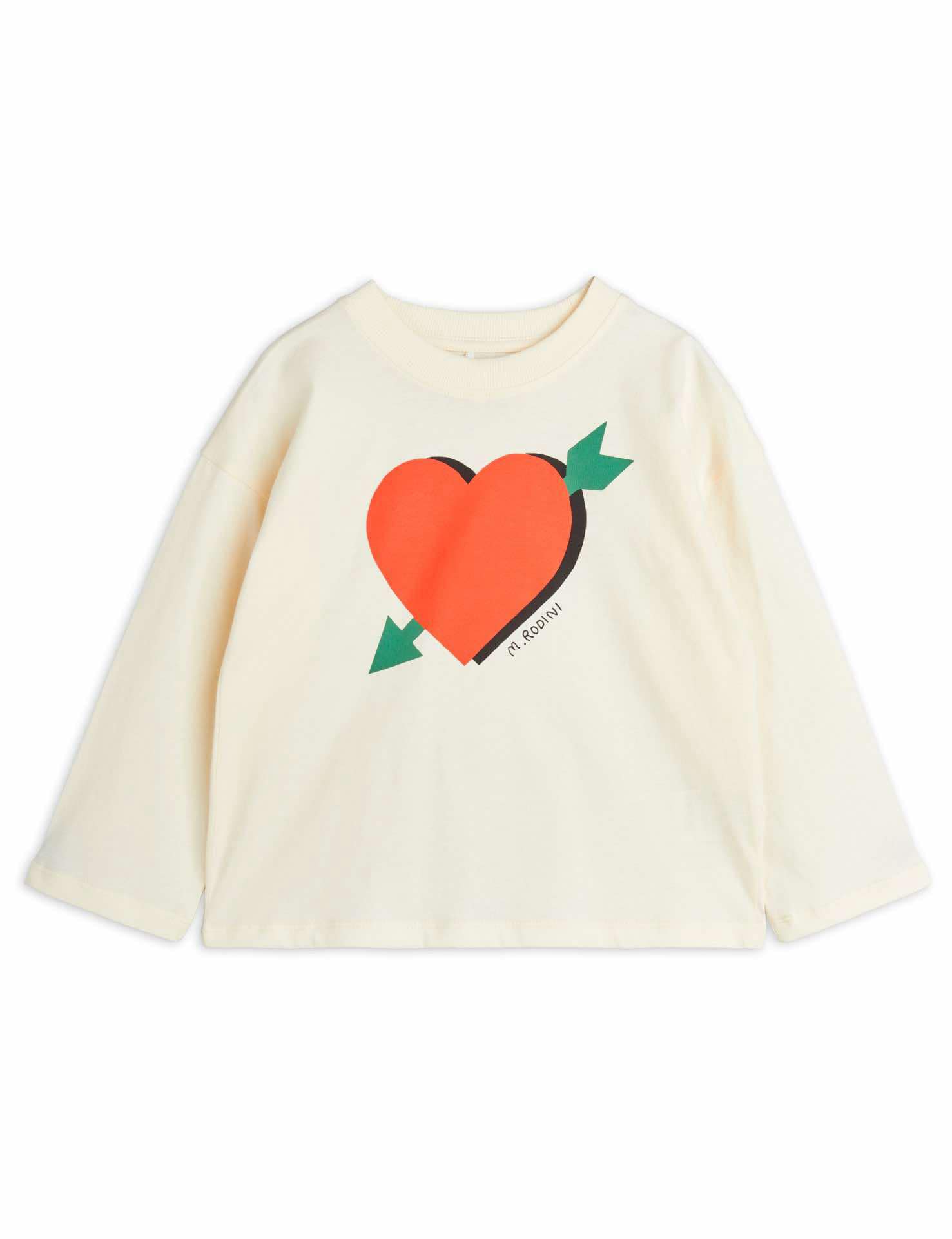 mini rodini arrowed heart sp ls tee - offwhite