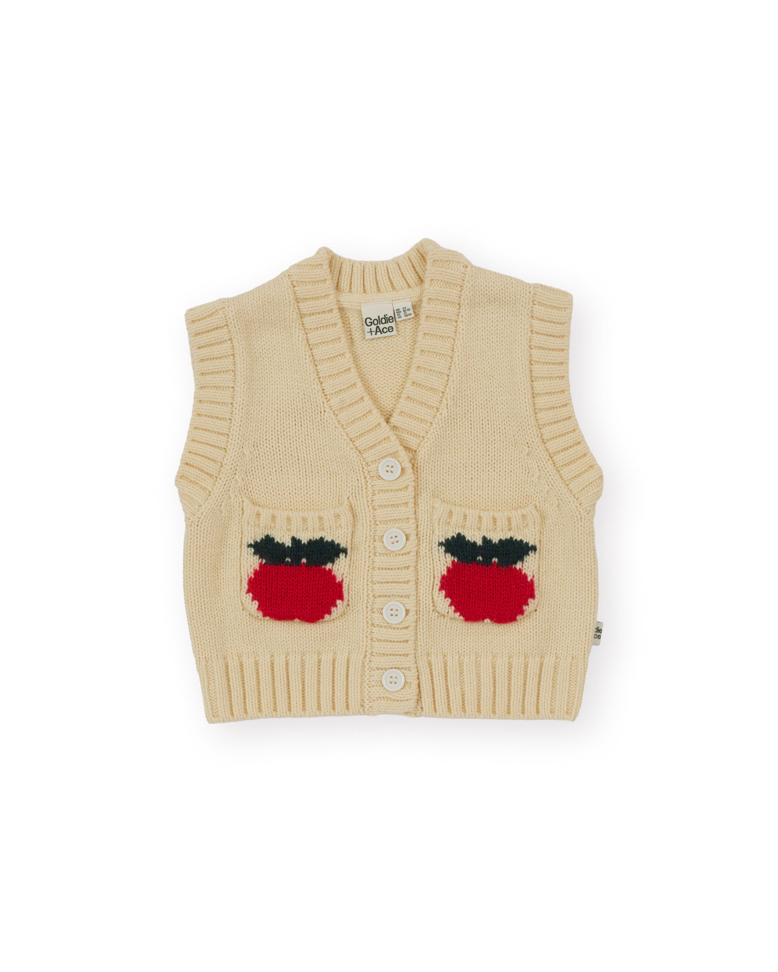 goldie + ace apple pocket knit vest - cream