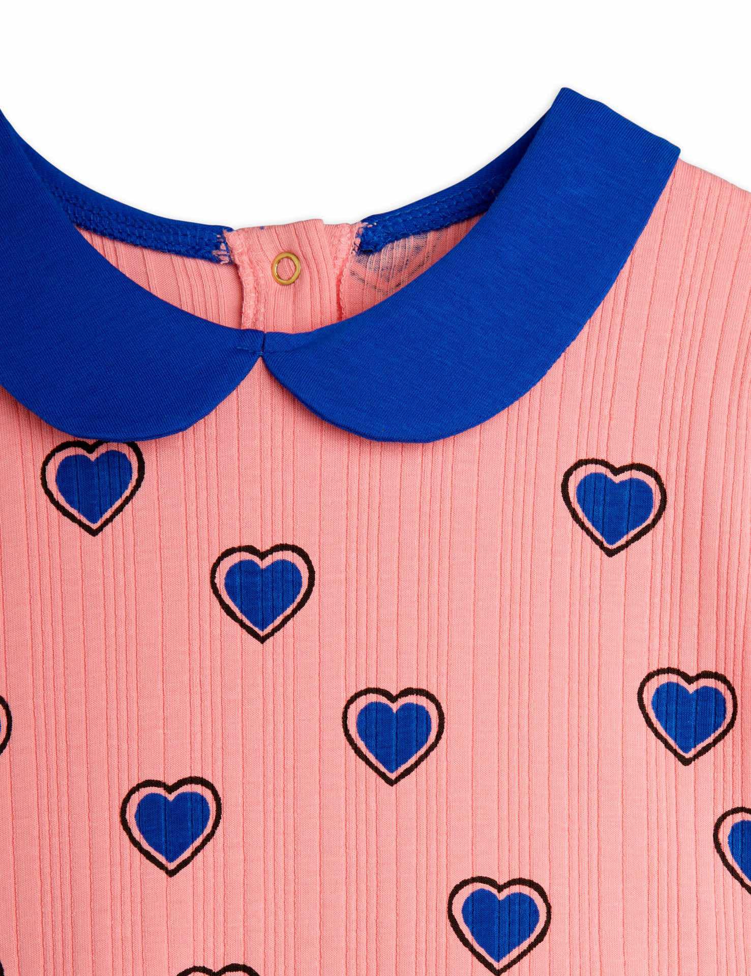 mini rodini outlined hearts aop ss dress - pink