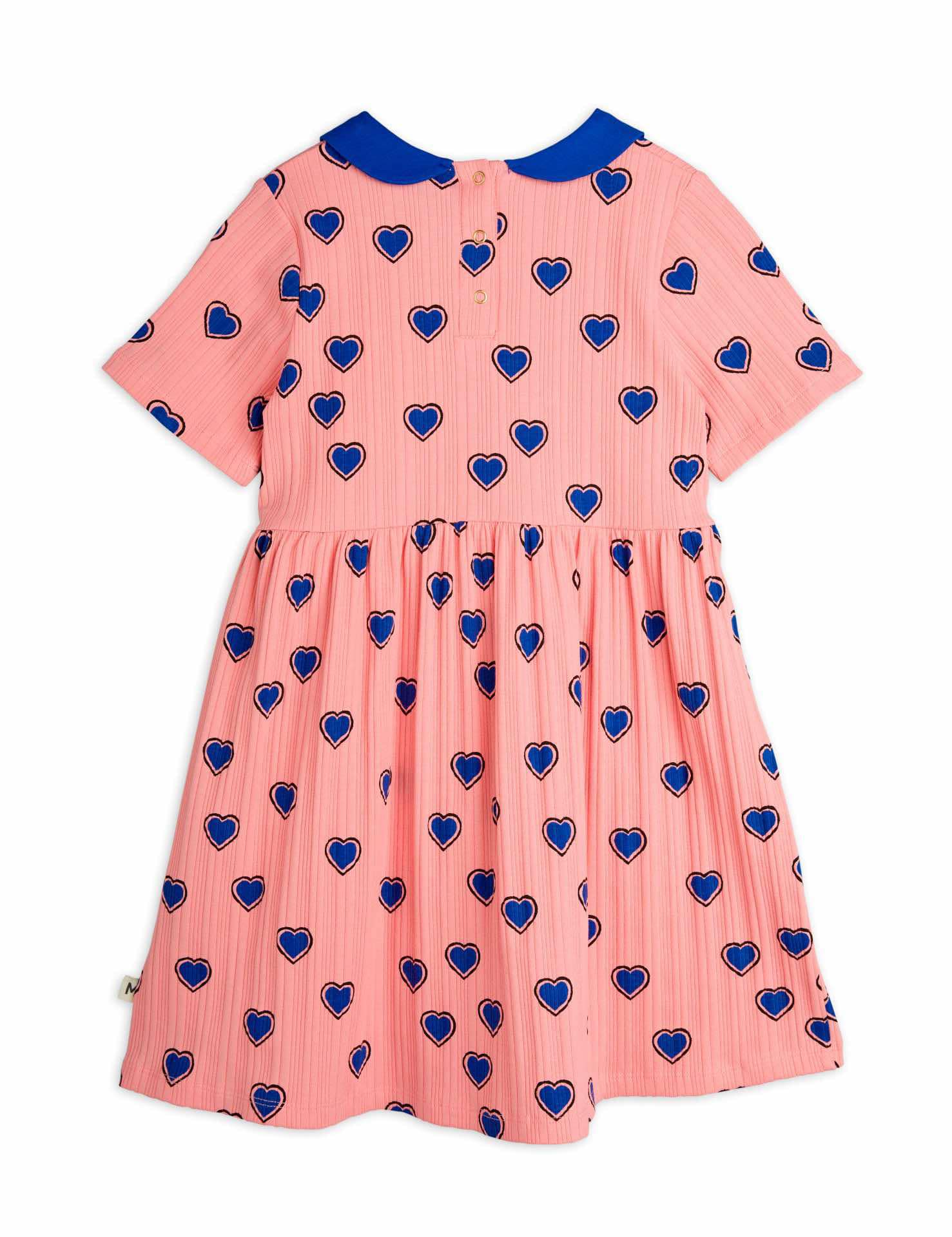 mini rodini outlined hearts aop ss dress - pink