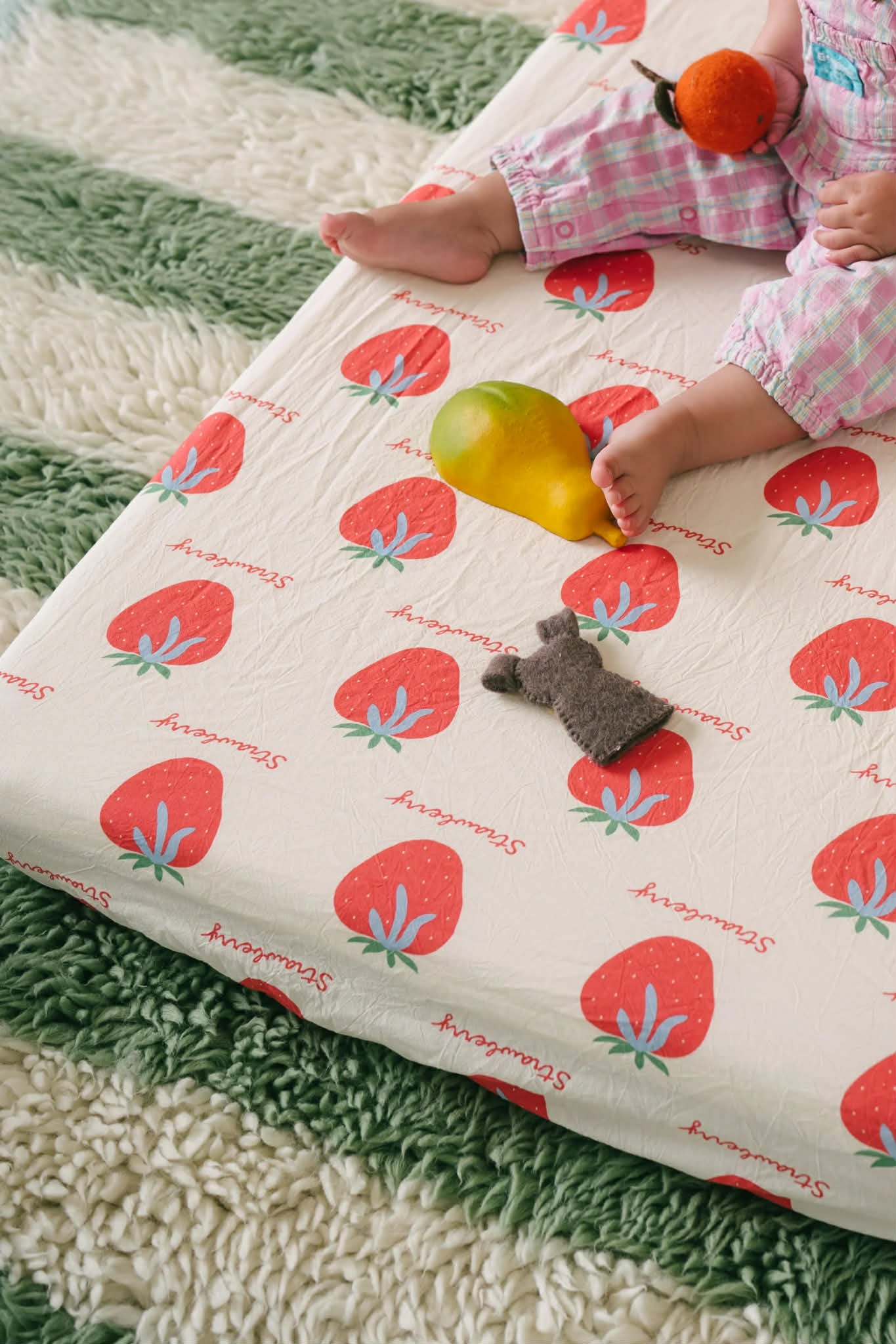 play linen strawberry shortcake frill sheet set - pre order