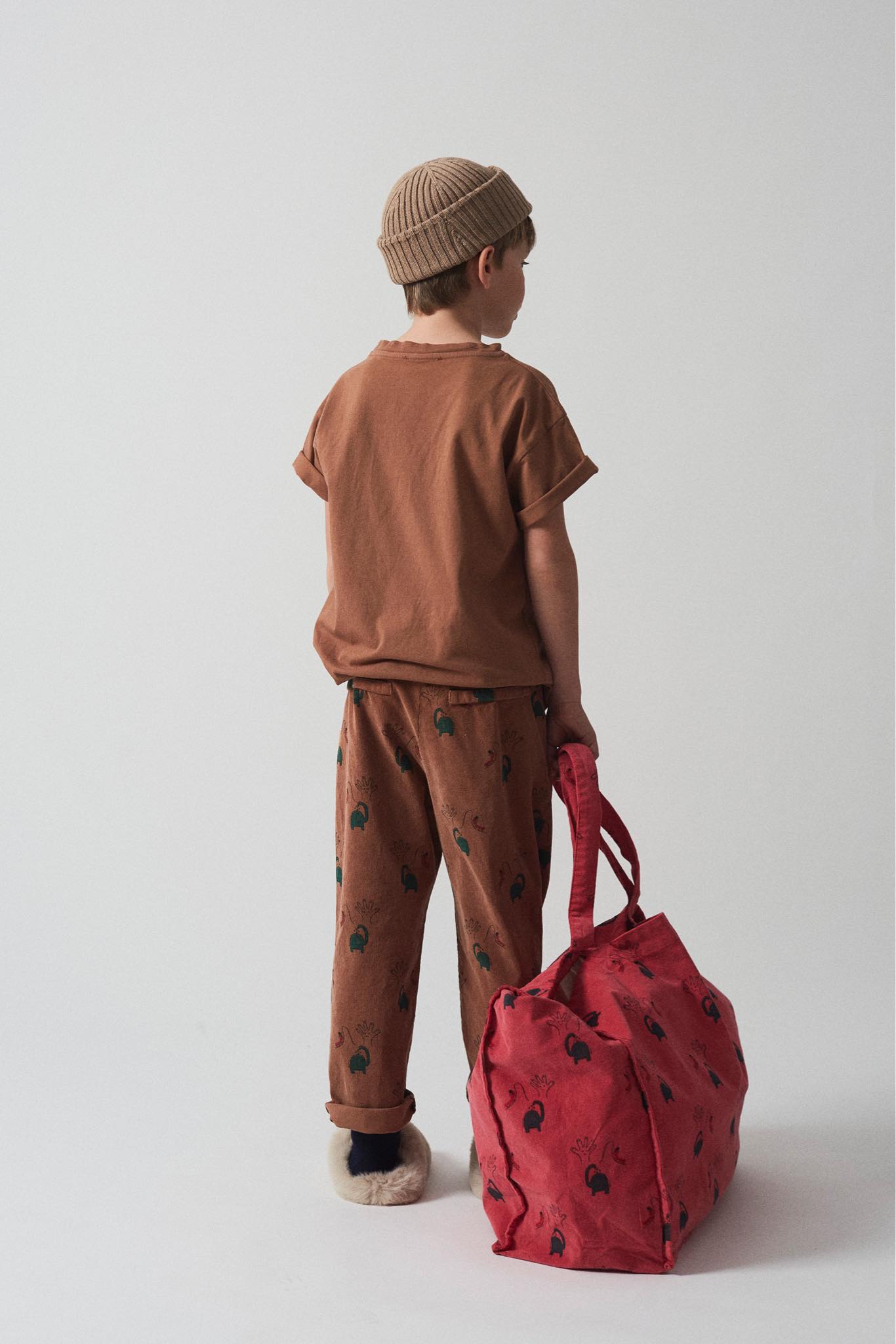 weekend house kids elephant all over bag - red