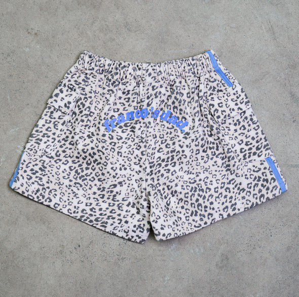 franco's dad leopard cargo denim shorts