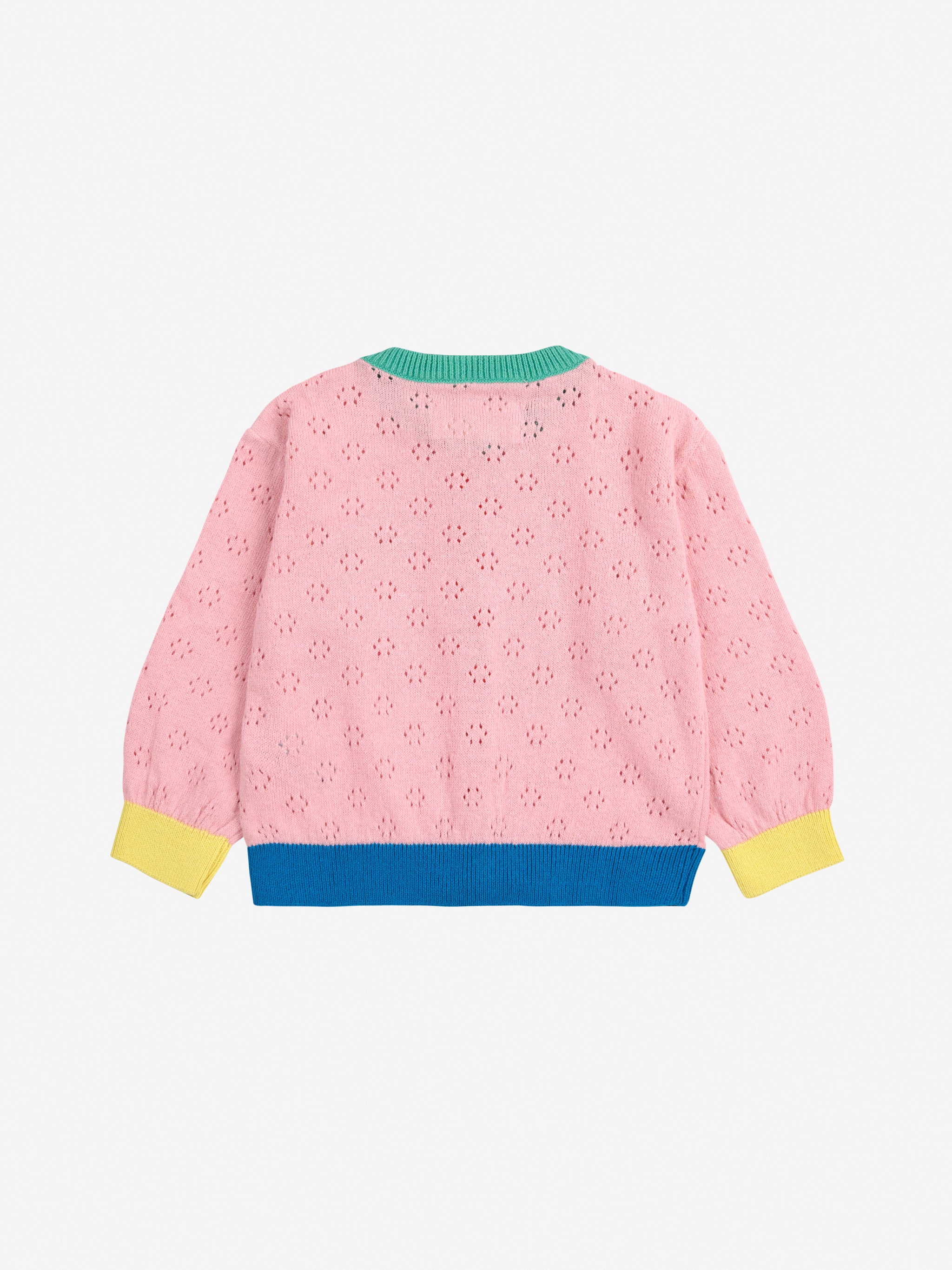 bobo choses baby colour block open work cardigan