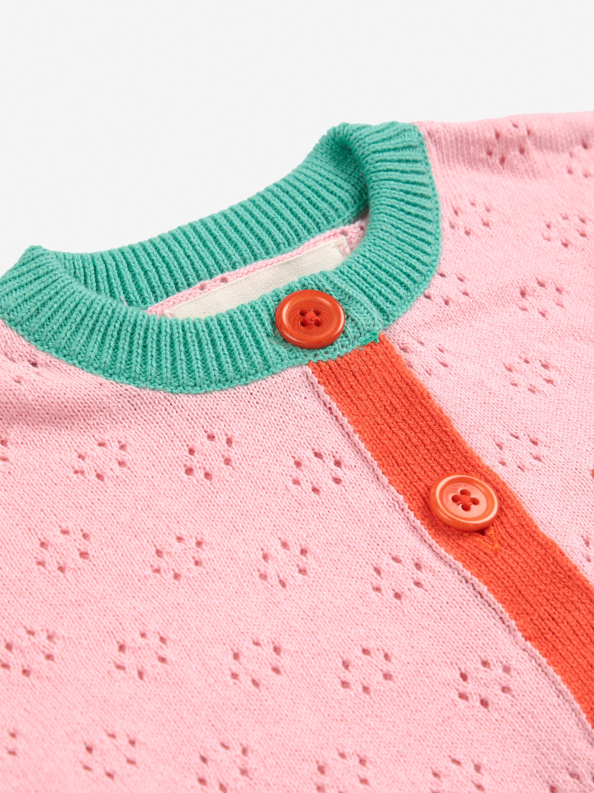 bobo choses baby colour block open work cardigan