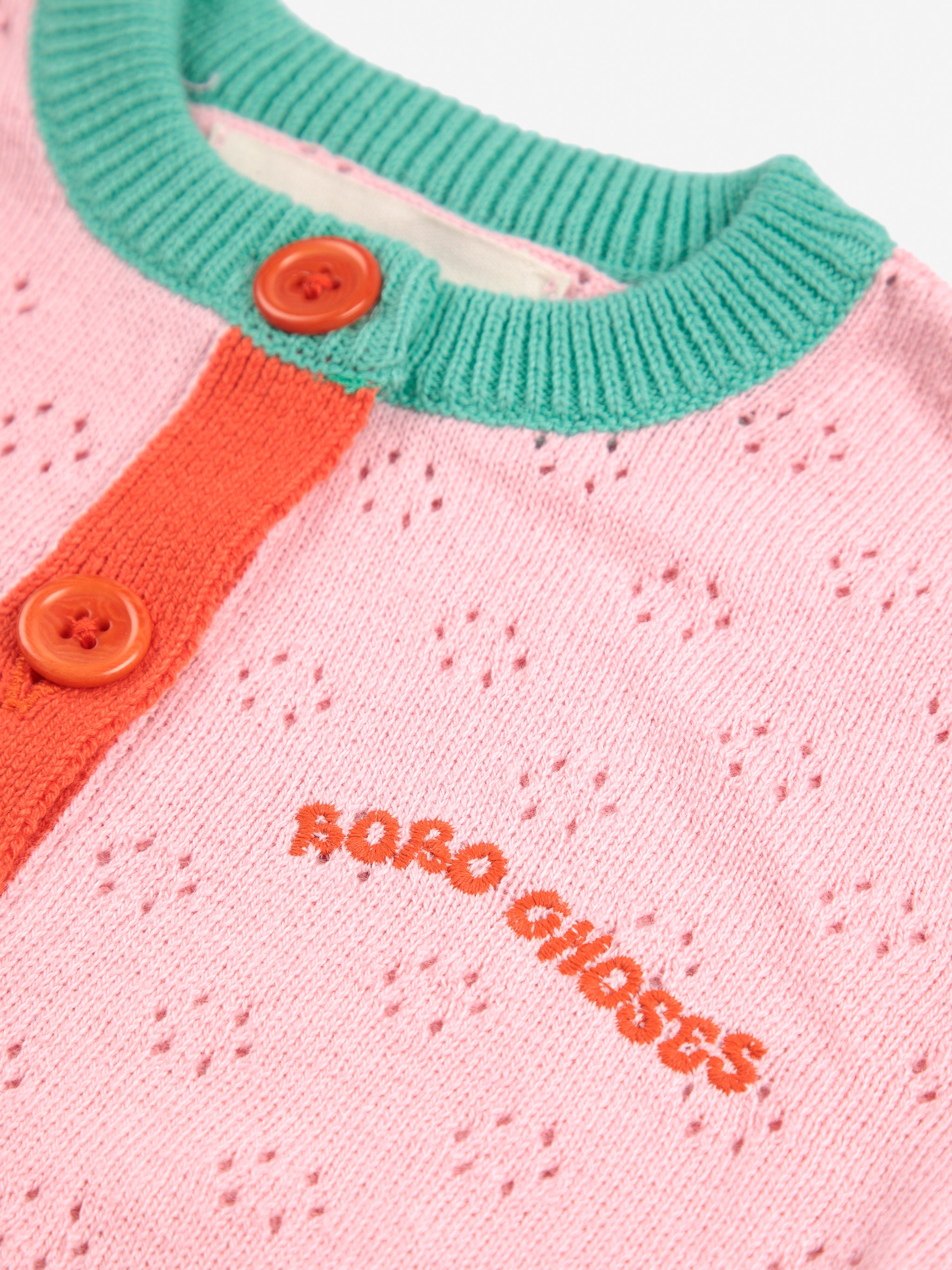 bobo choses baby colour block open work cardigan