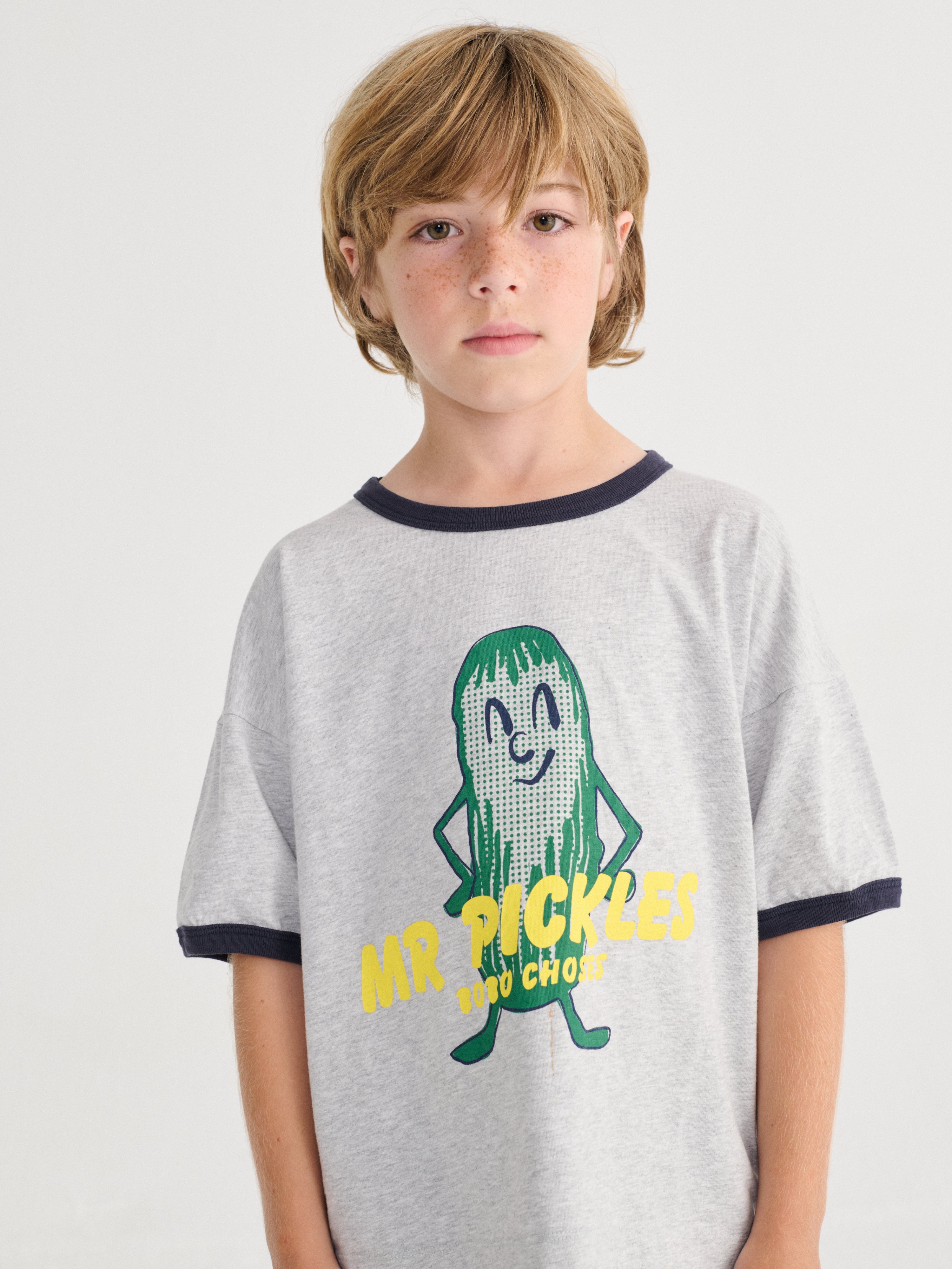 bobo choses mr pickles t-shirt - heather grey