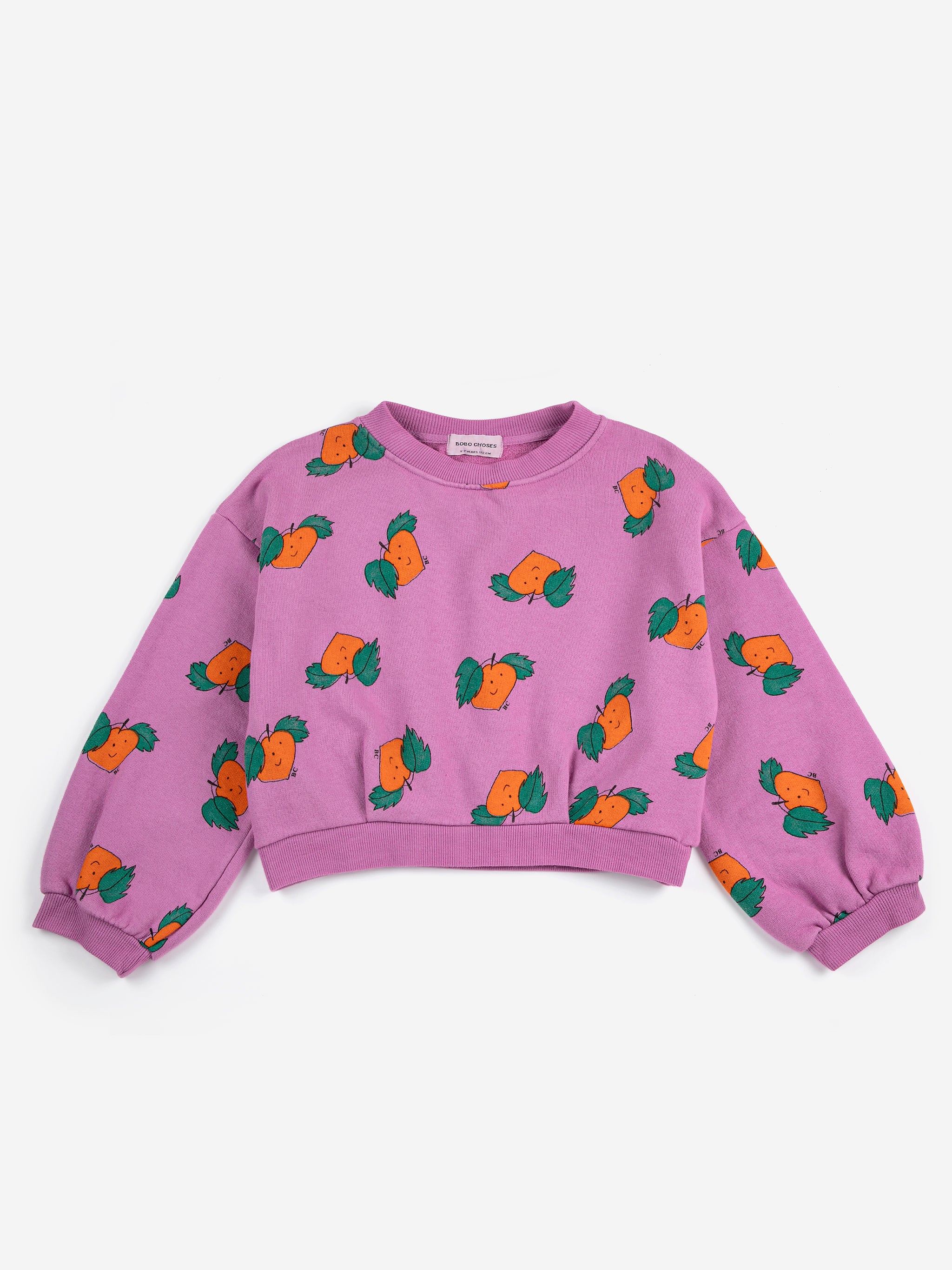 bobo choses tangerine all over cropped sweatshirt