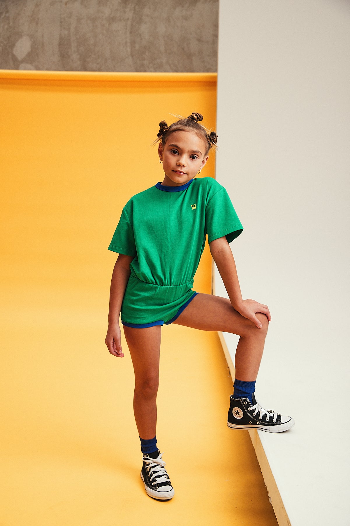 bbobbie pop playsuit in green / blue