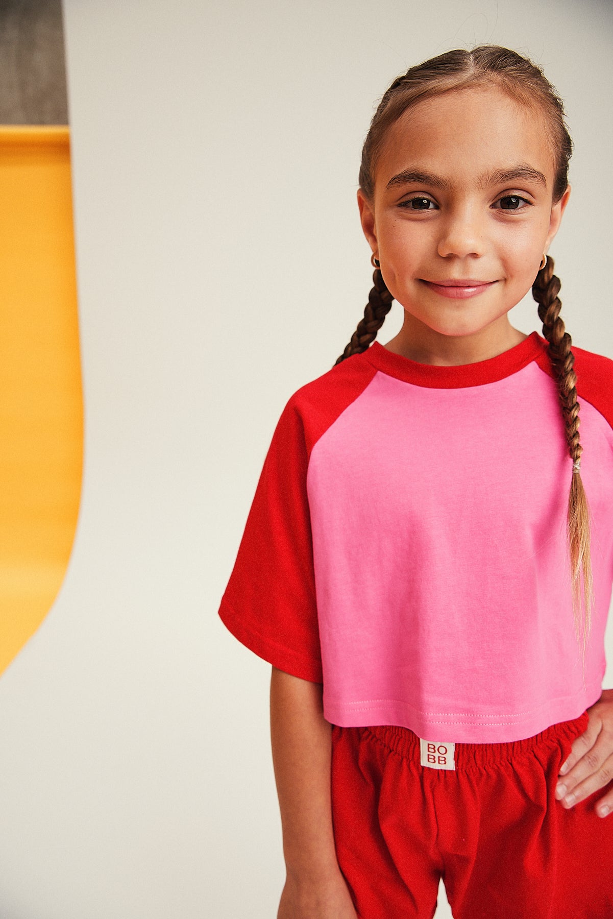 bbobbie raglan crop in pink / red