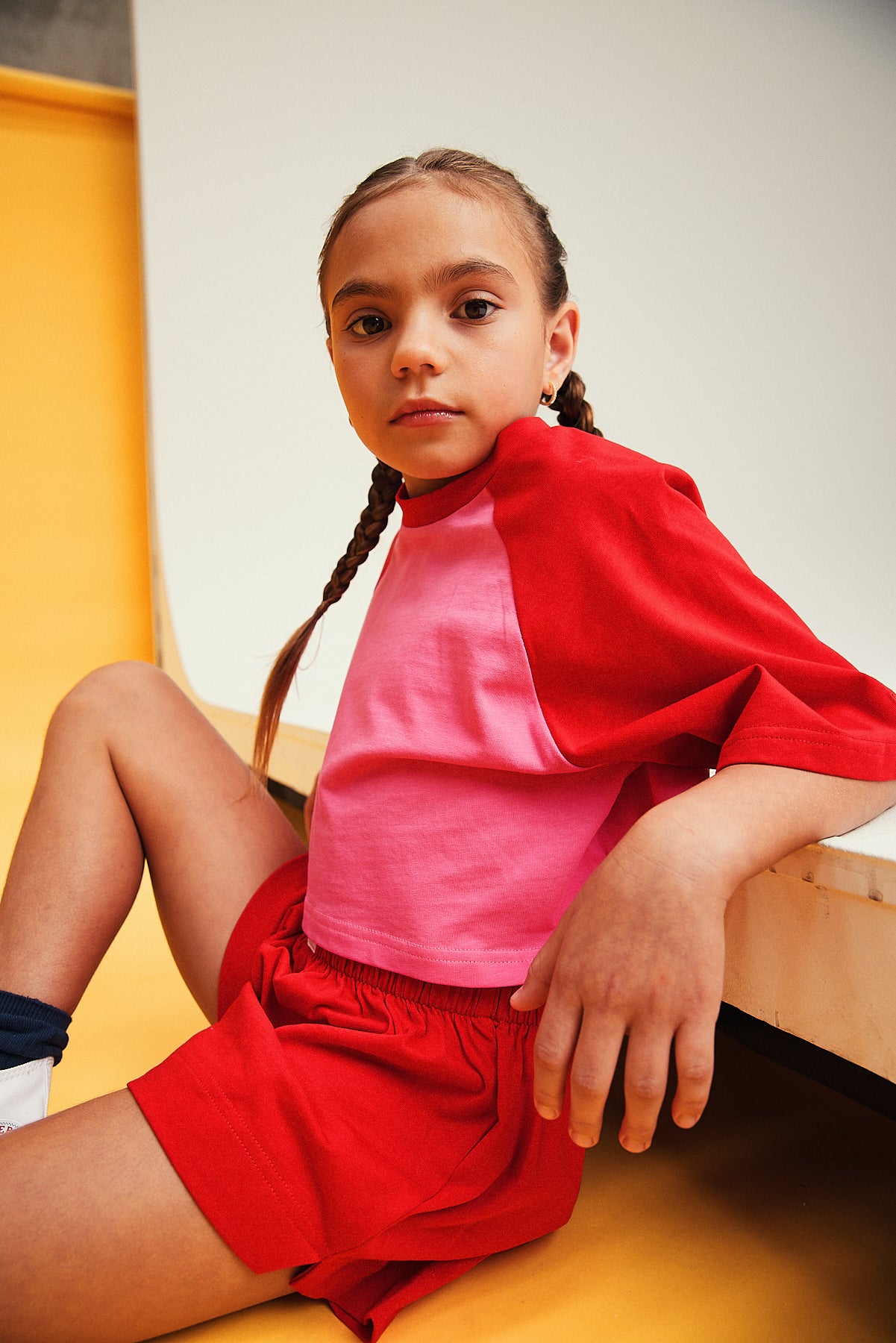 bbobbie raglan crop in pink / red