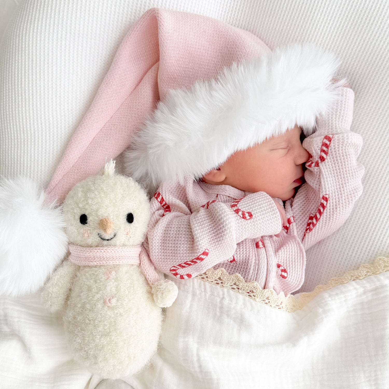 cuddle + kind baby holiday snowman - blush