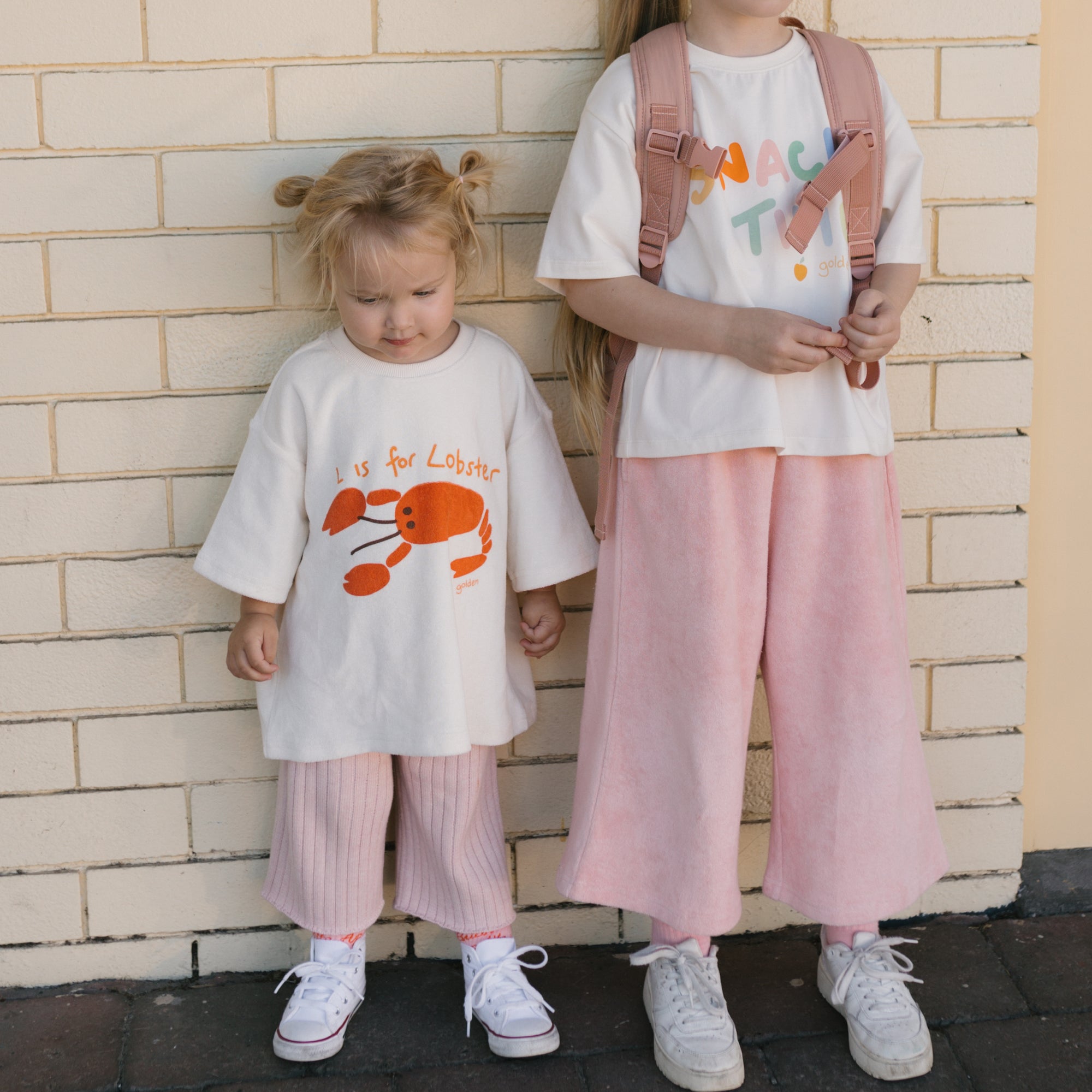 golden children mid sleeve terry lobster tee - buttercream