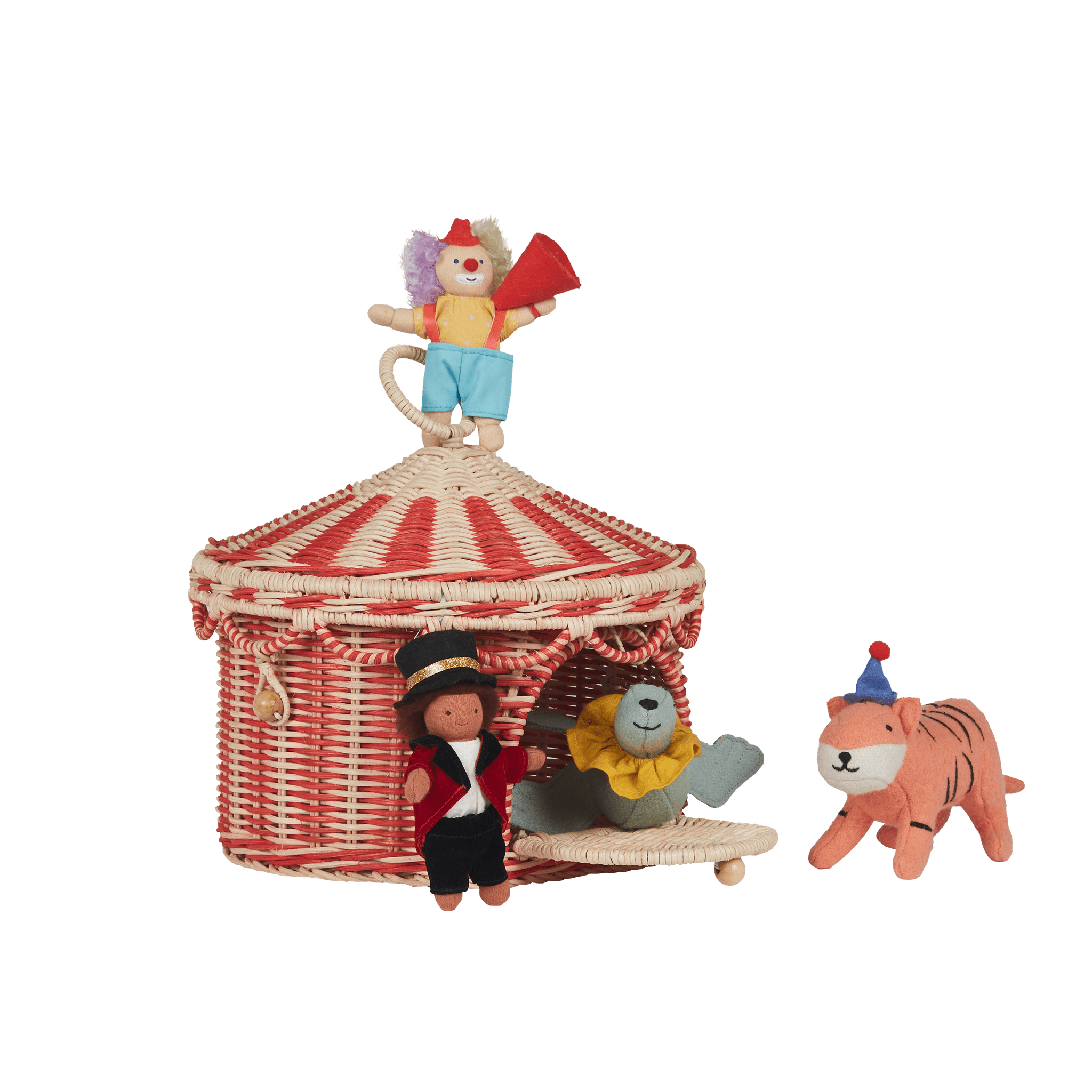 olli ella circus tent toy basket - red & straw