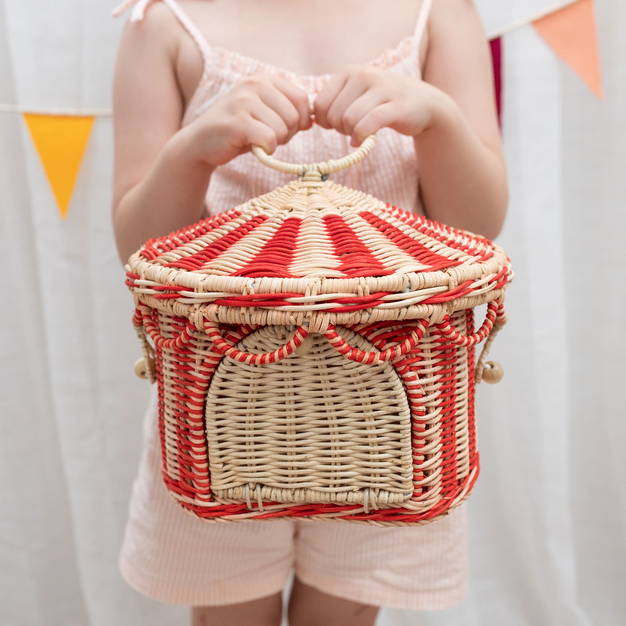 olli ella circus tent toy basket - red & straw