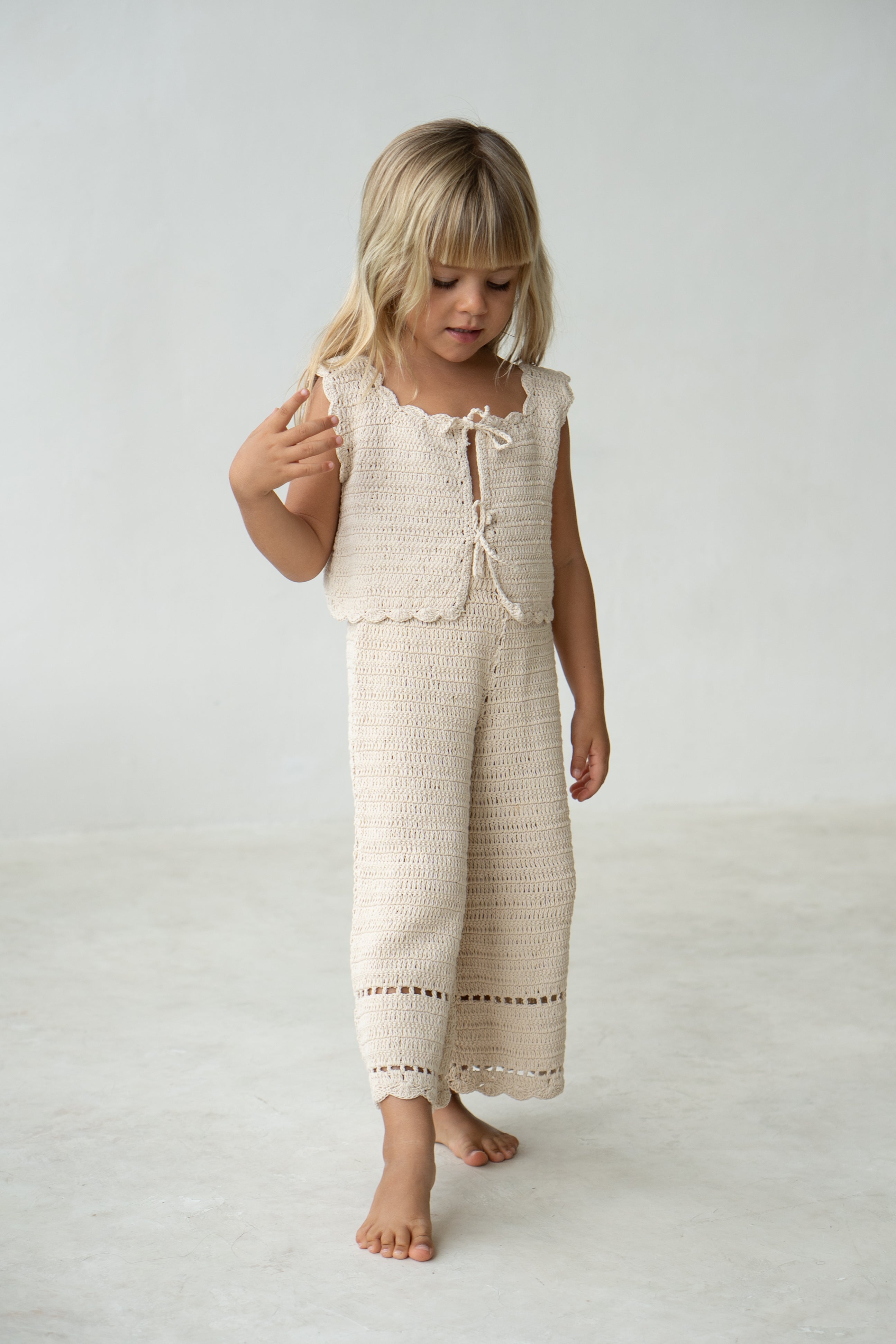 illoura the label crochet vest - ecru