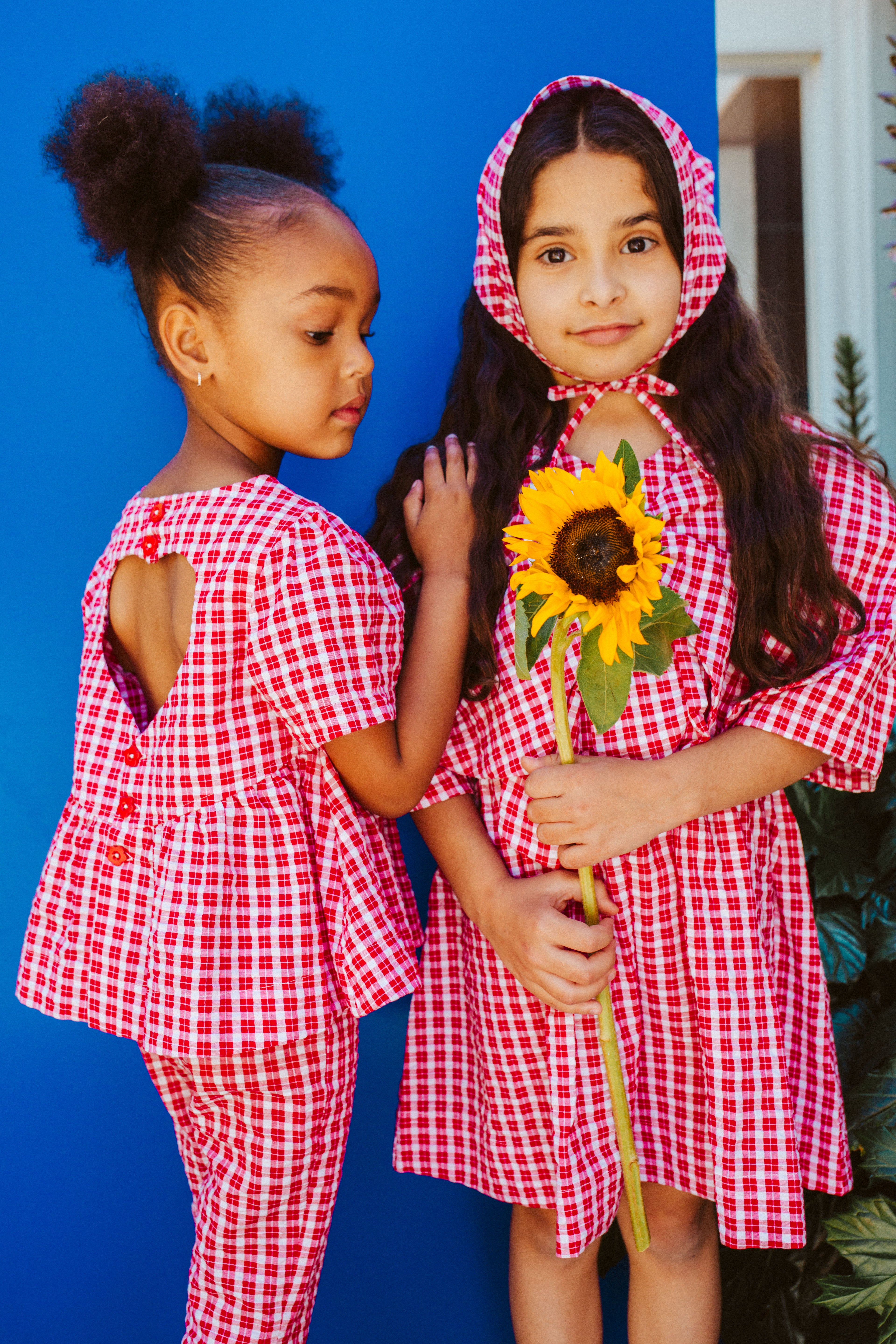 cubby poppy top - ruby check