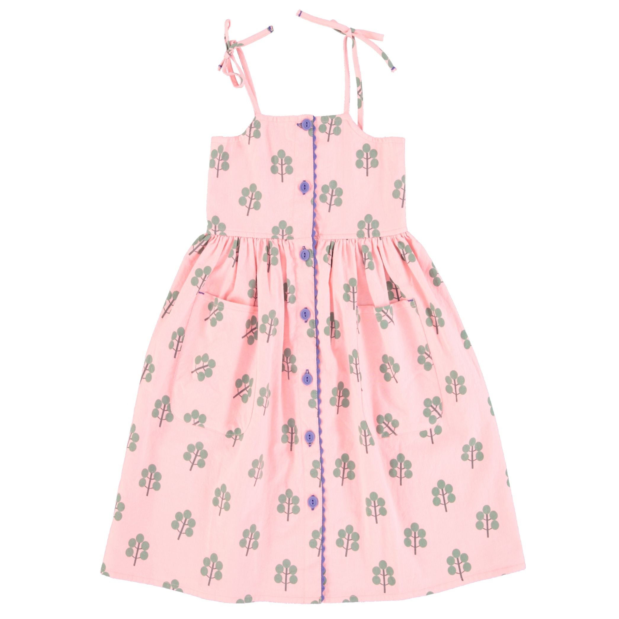 piupiuchick maxi dress - pink with green trees