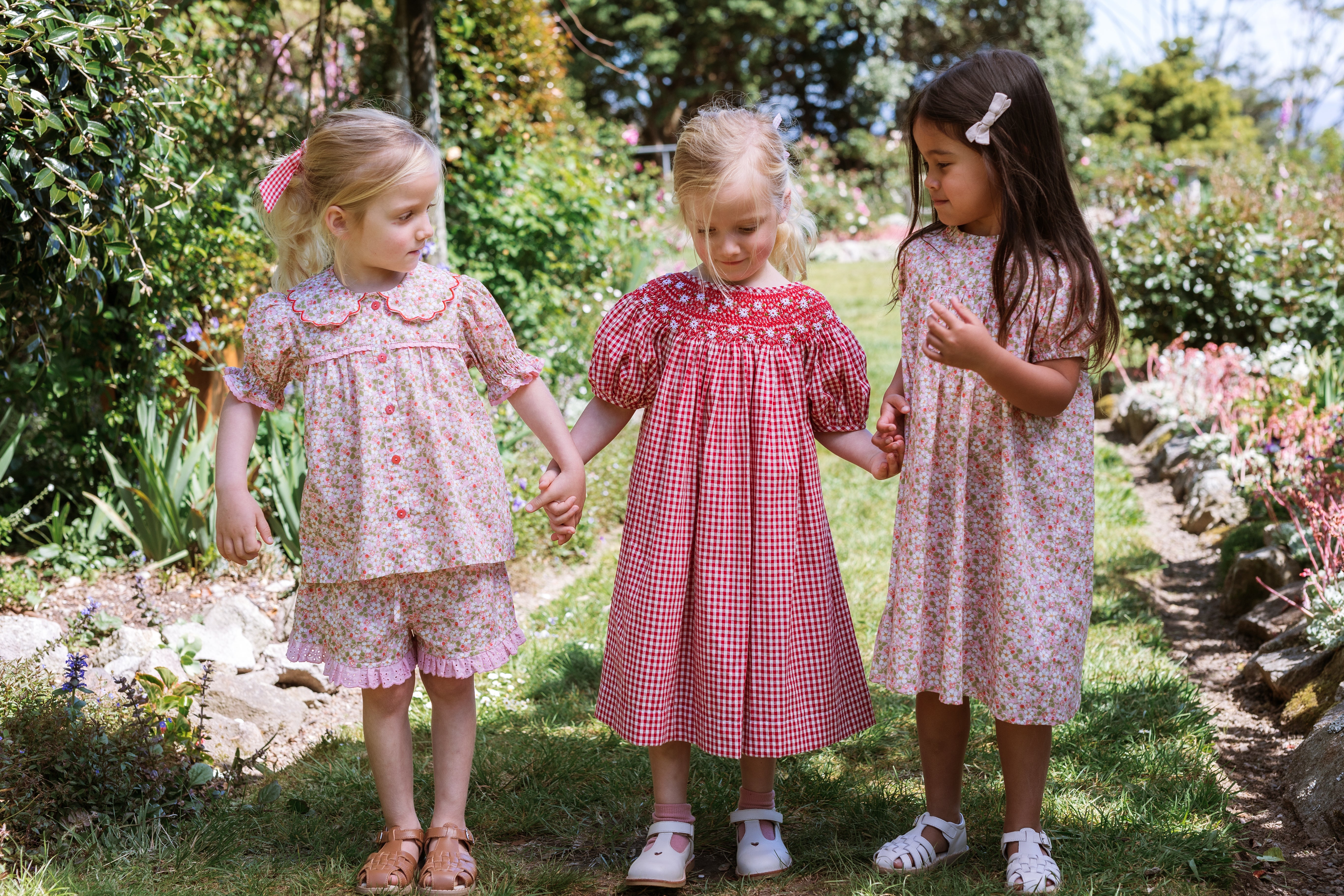 elma celeste dress - strawberry gingham - pre order