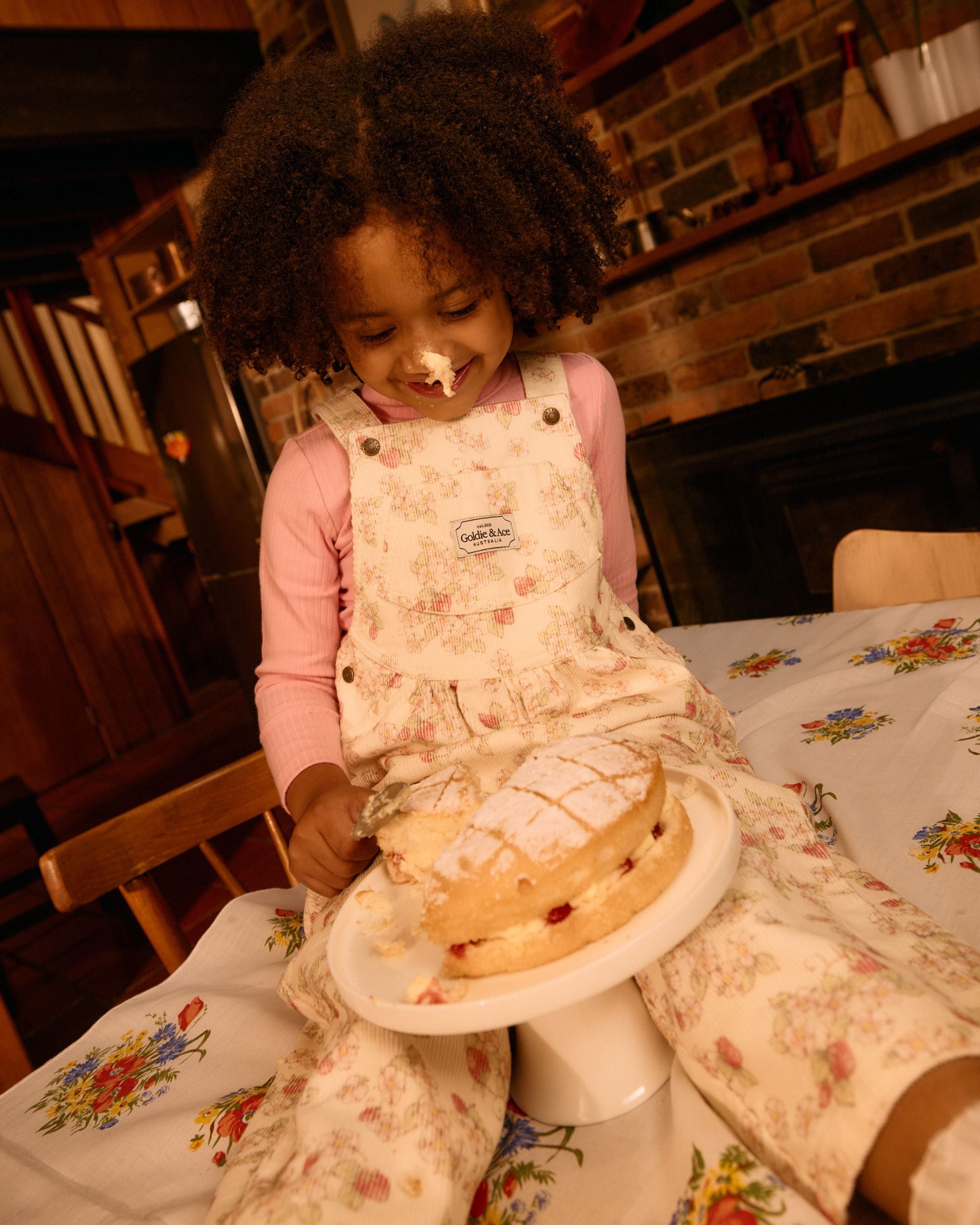 goldie + ace strawberry fields vintage overalls