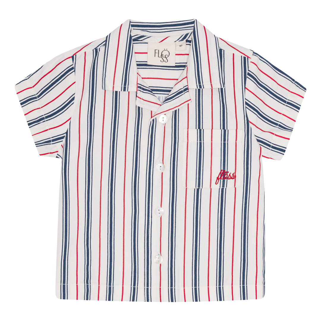 flöss miles ss shirt - red / blue stripe - pre order