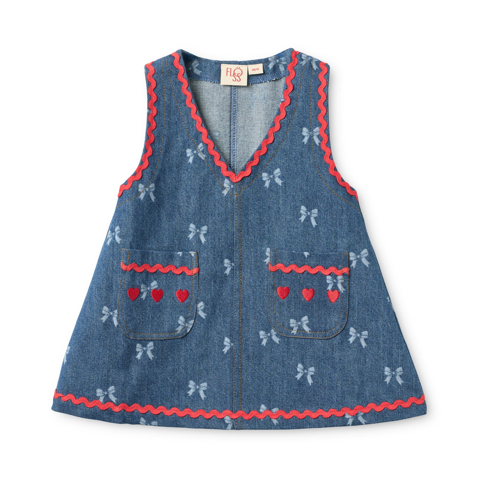 flöss eva dress - denim blue bow