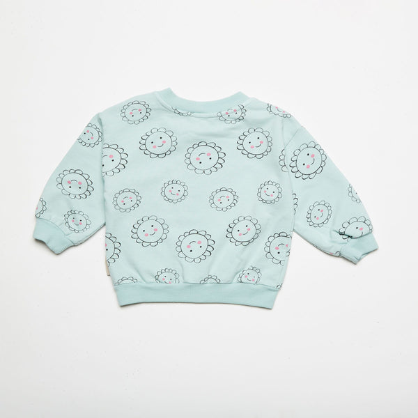 weekend house kids flower baby sweatshirt - mint