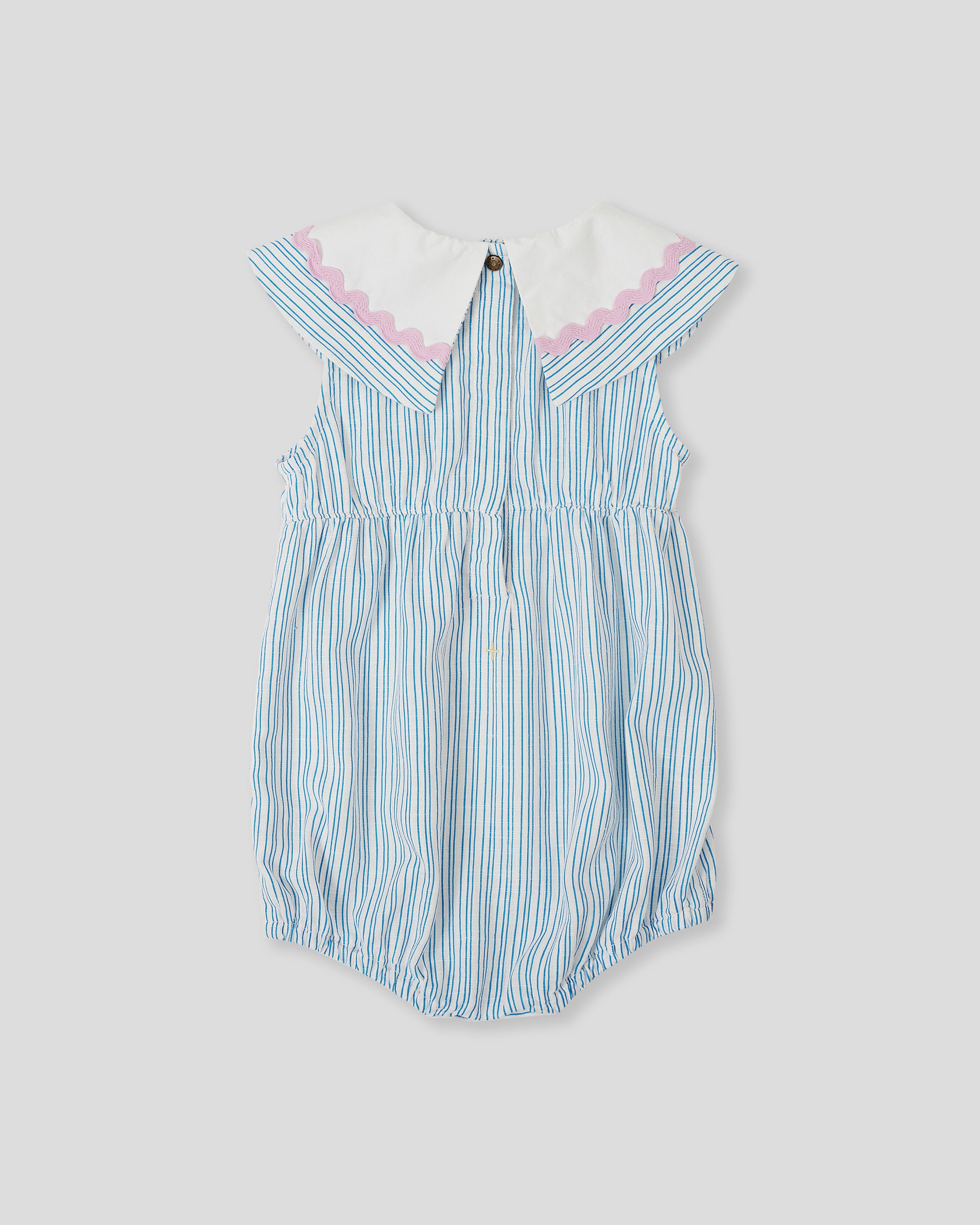 goldie + ace sailor stripe ava collared romper - ocean / ivory