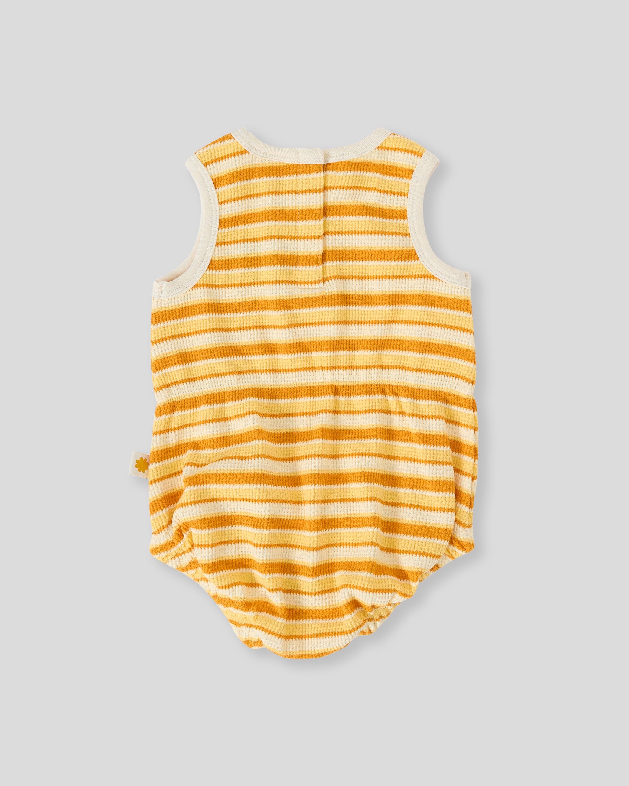 goldie + ace sunshine stripe bubble romper - lemon / golden