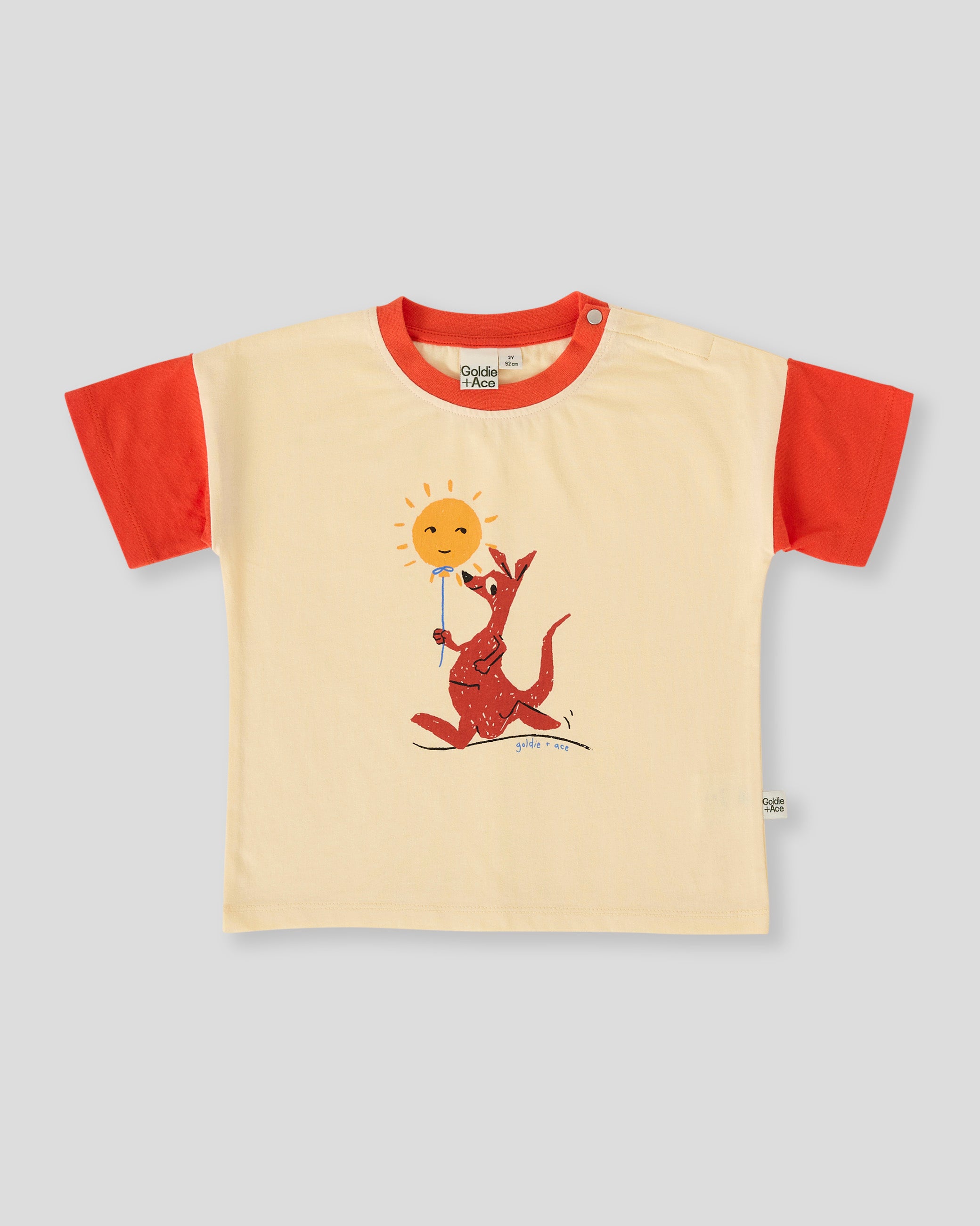 goldie + ace hop skip jump t-shirt - vanilla / apple red