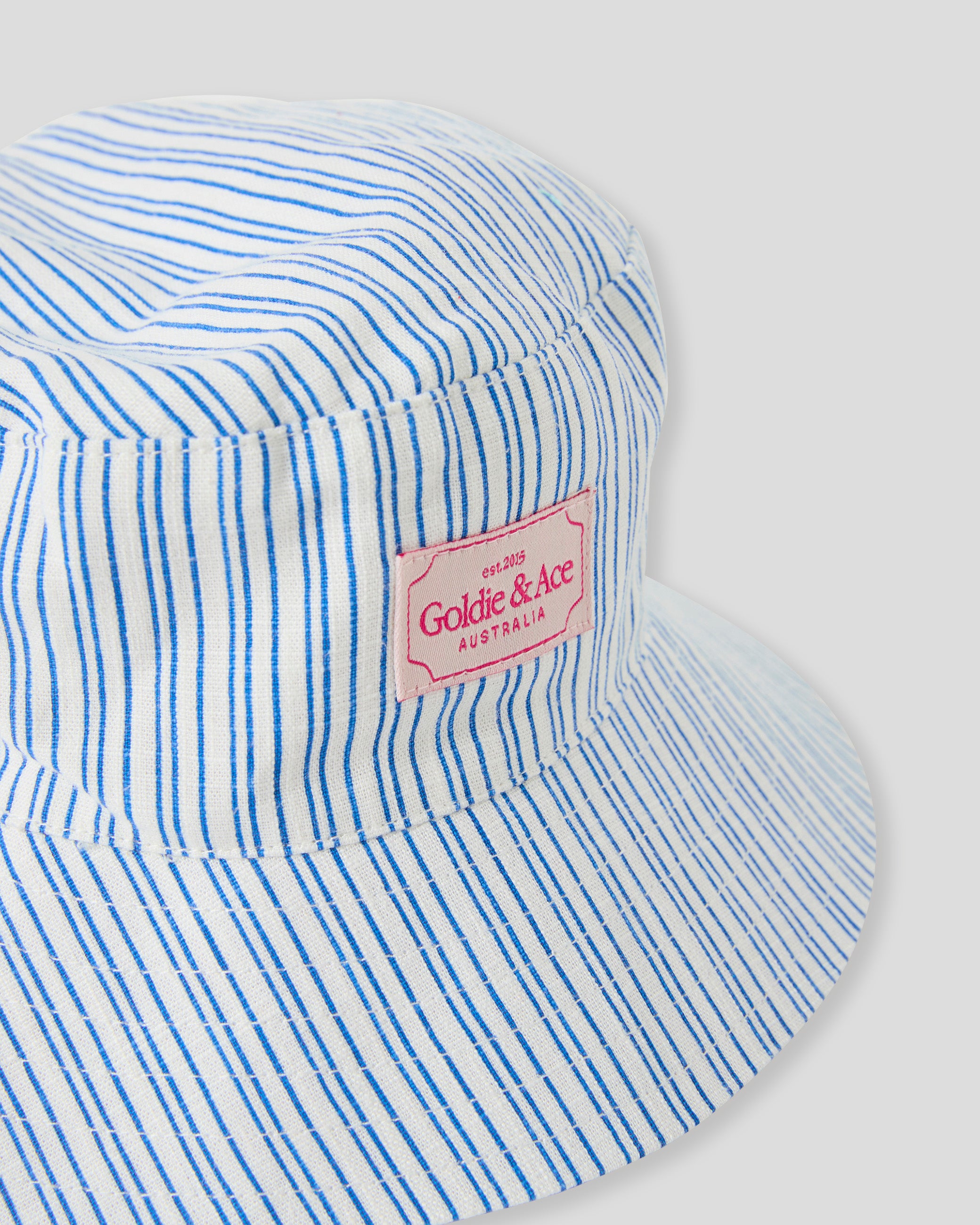 goldie + ace sailor stripe bucket hat - ocean ivory