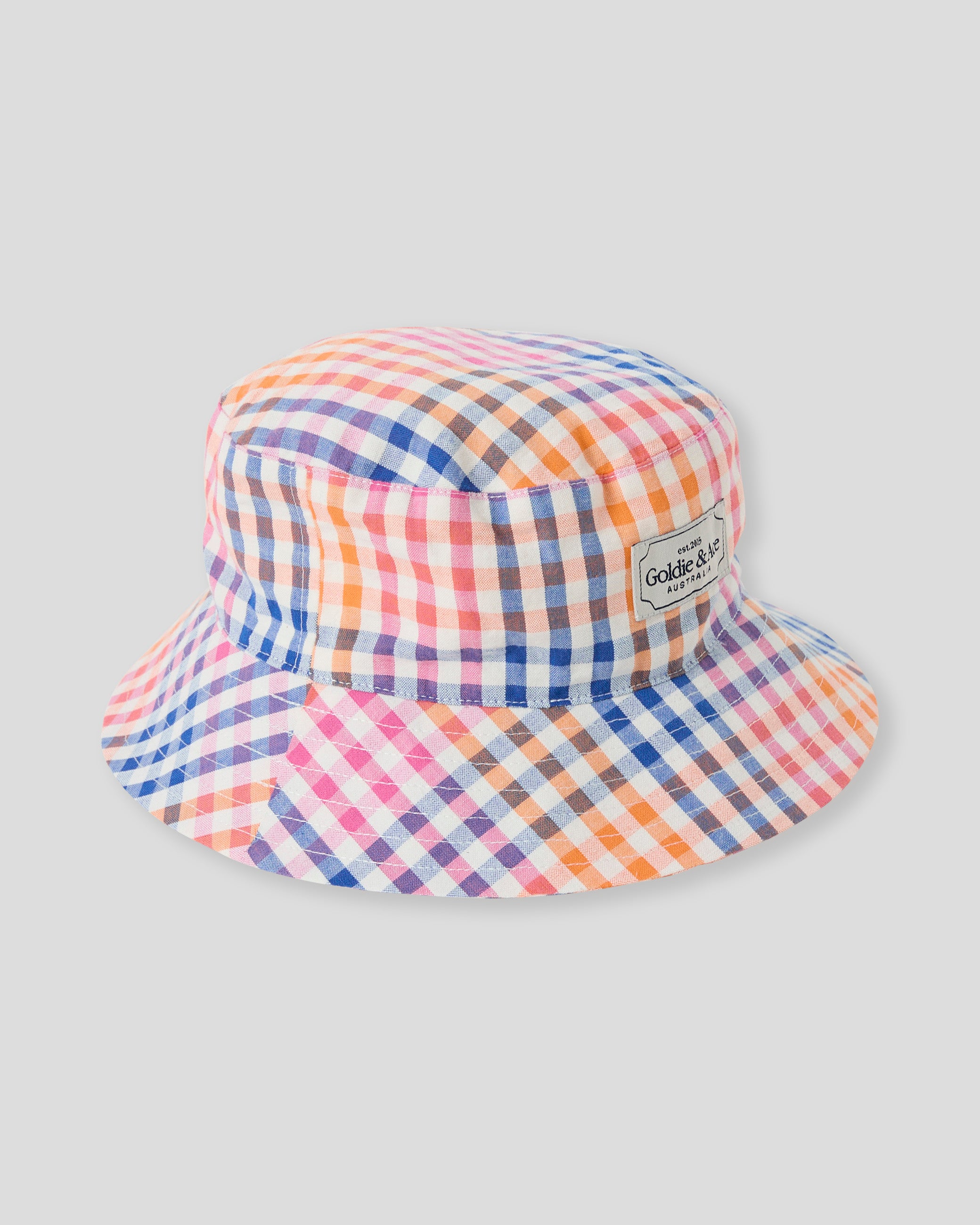goldie + ace rainbow gingham bucket hat