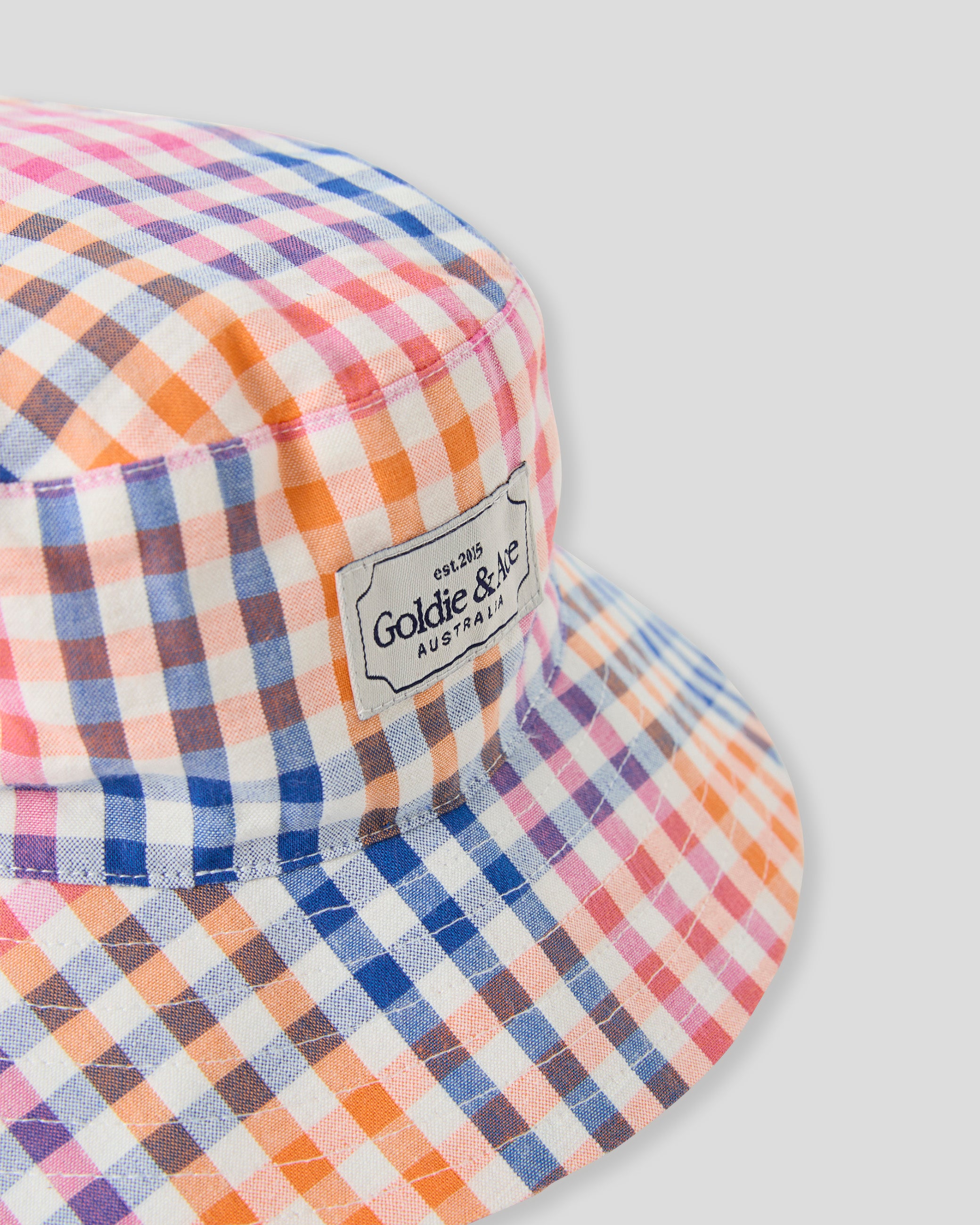goldie + ace rainbow gingham bucket hat