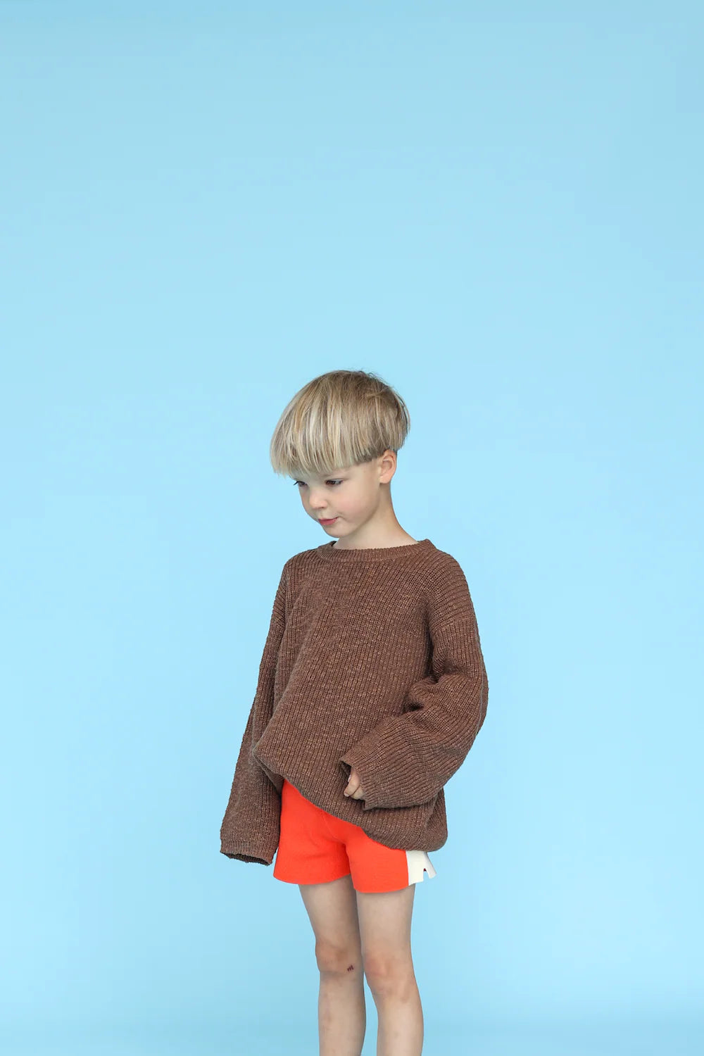 grown milano knitted shorts - rosso