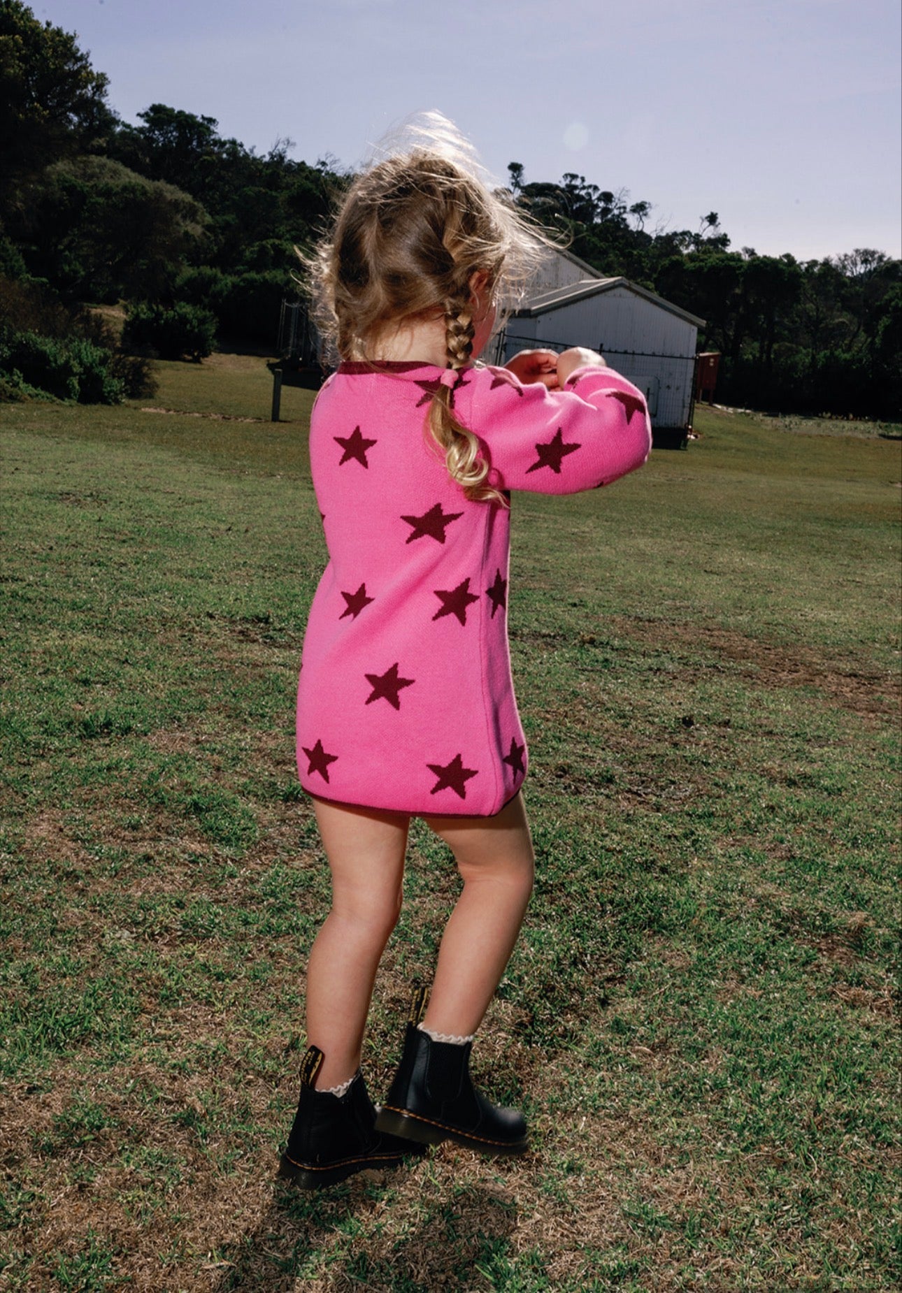 sunday siblings lucky stars dress - bright pink (pre order)