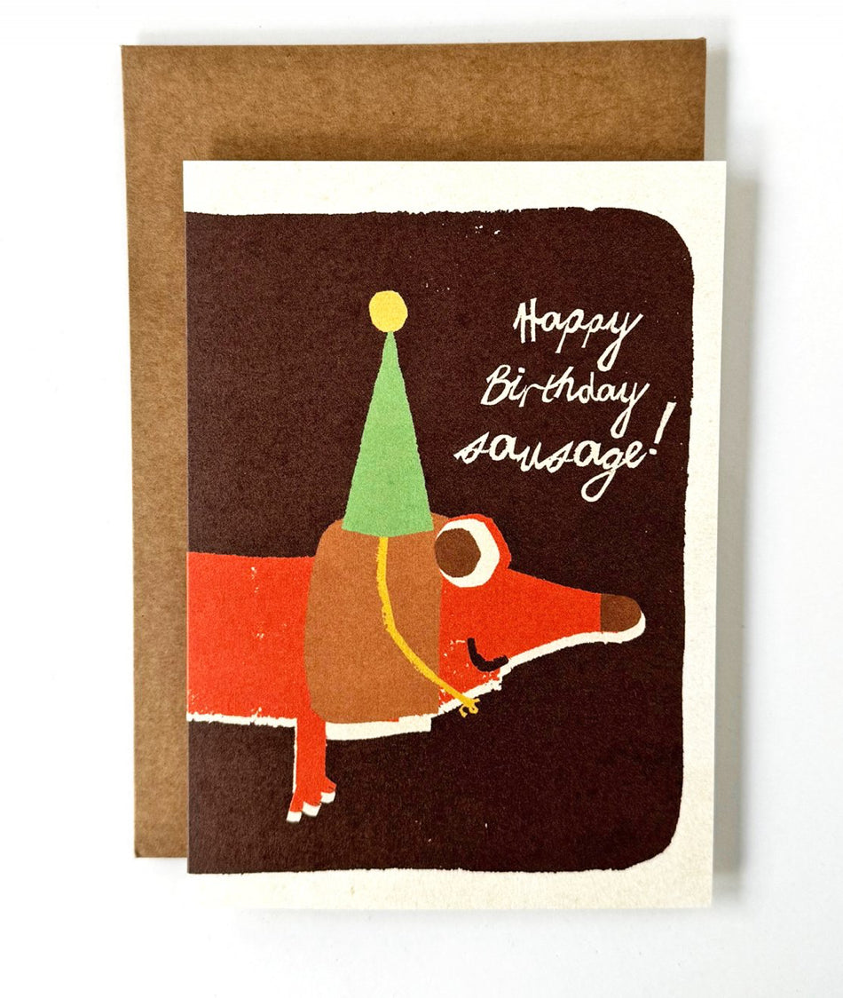 florence fry happy birthday sausage! card