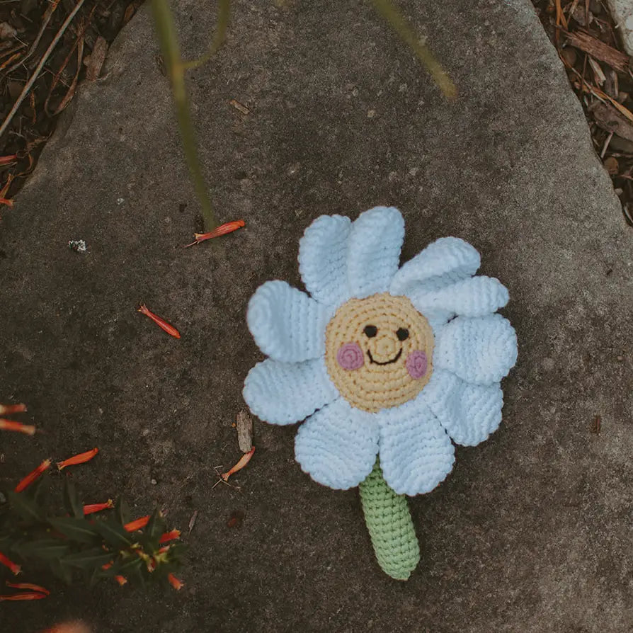 pebble child daisy flower rattle